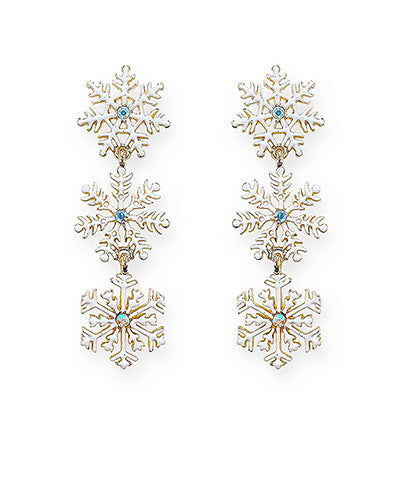 Gold Triple Snowflake Earrings