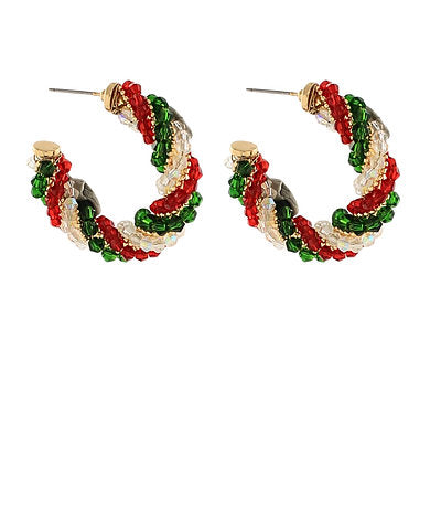 Christmas Beaded Hoop Earrings