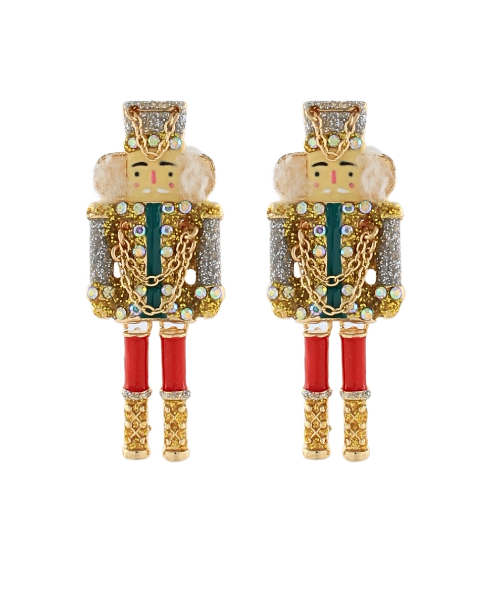 Red & Silver Nutcracker Earrings