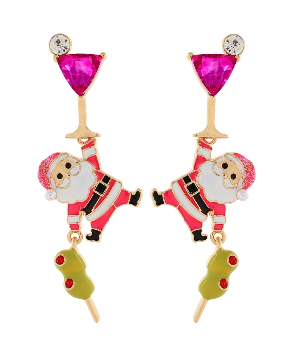 Pink Martini Santa Earrings