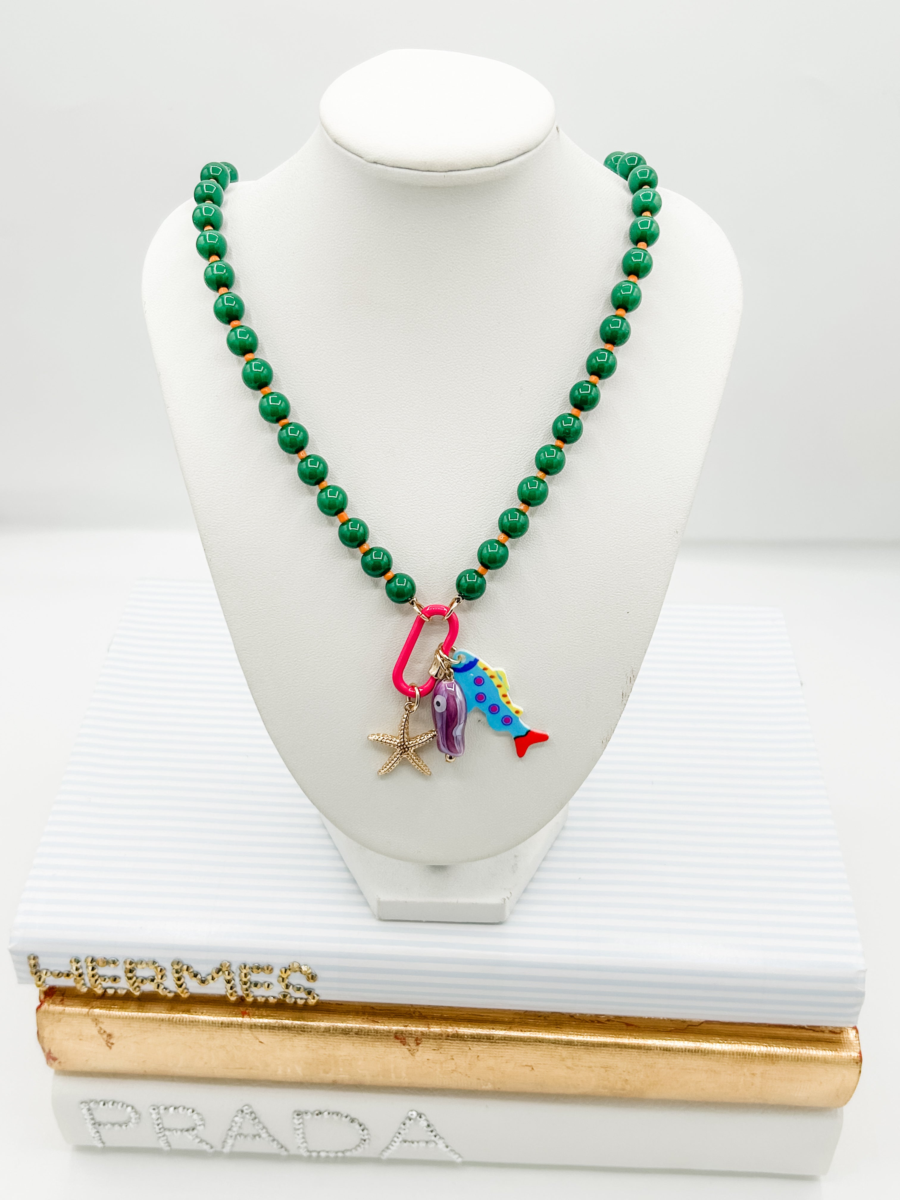 Colorful Beaded Charm Necklace