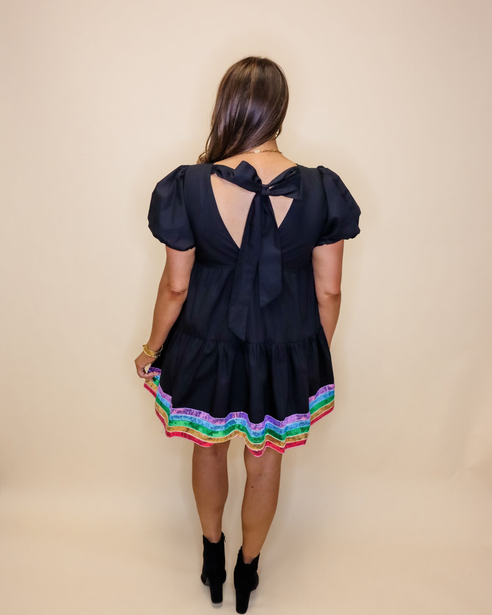 Black Rainbow Sequin Dress