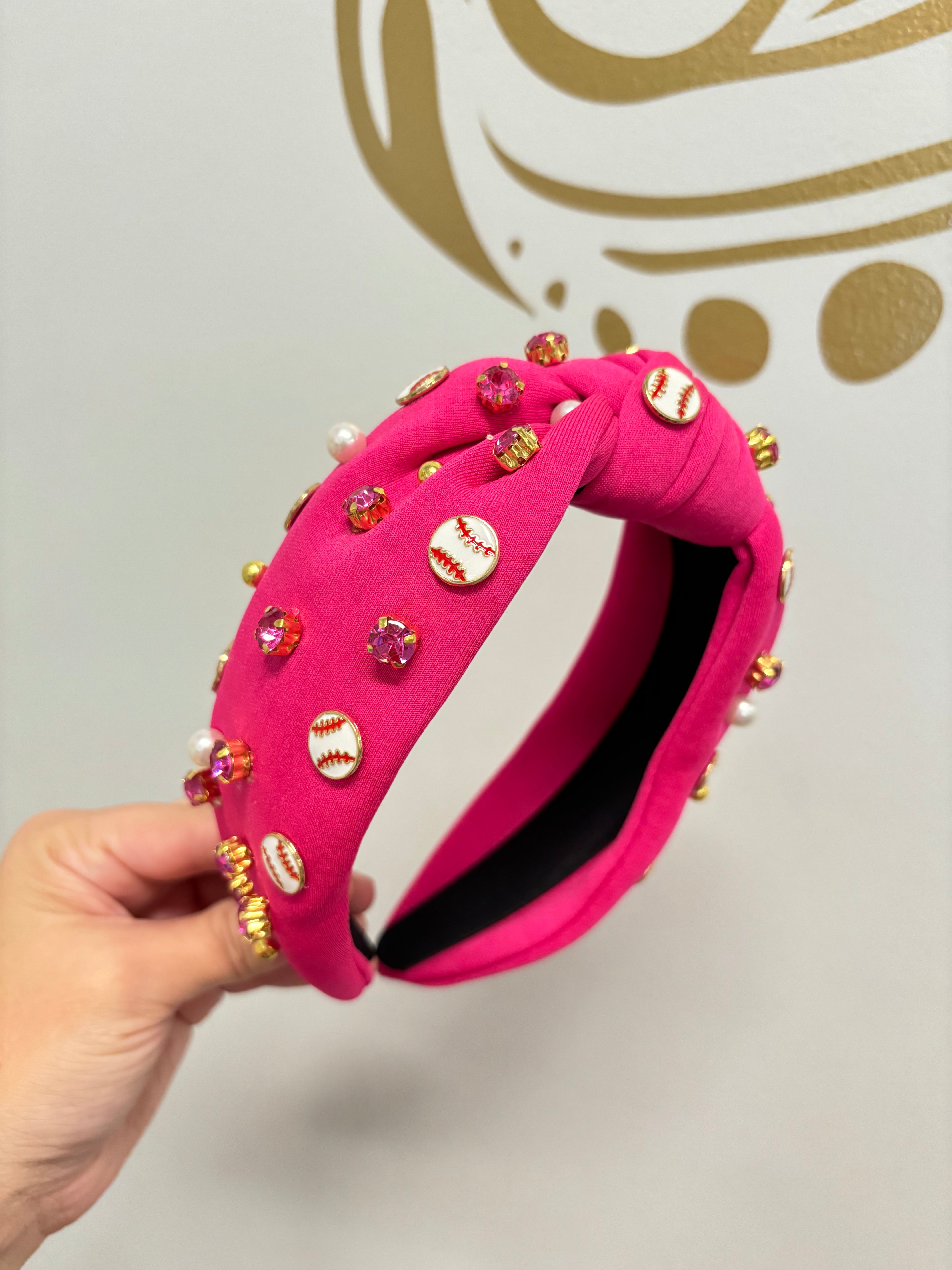 Pink Baseball Knot Headband