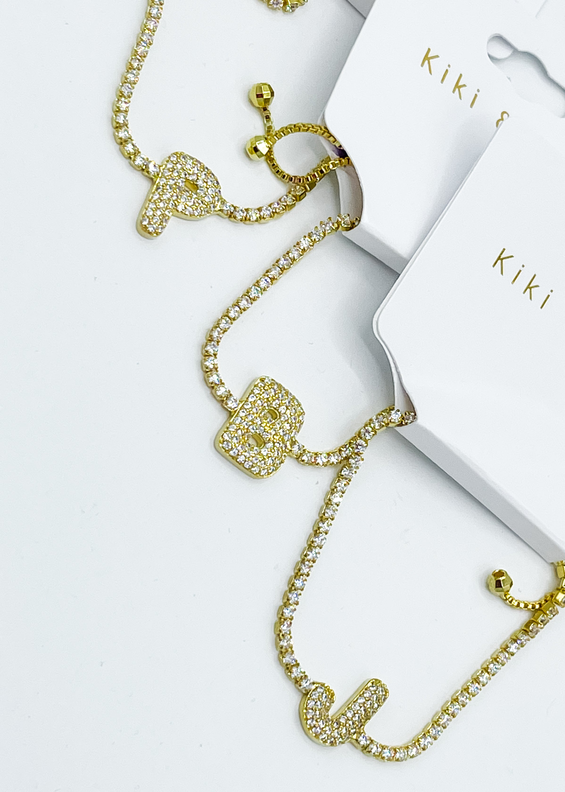 Adjustable Rhinestone Letter Bracelet