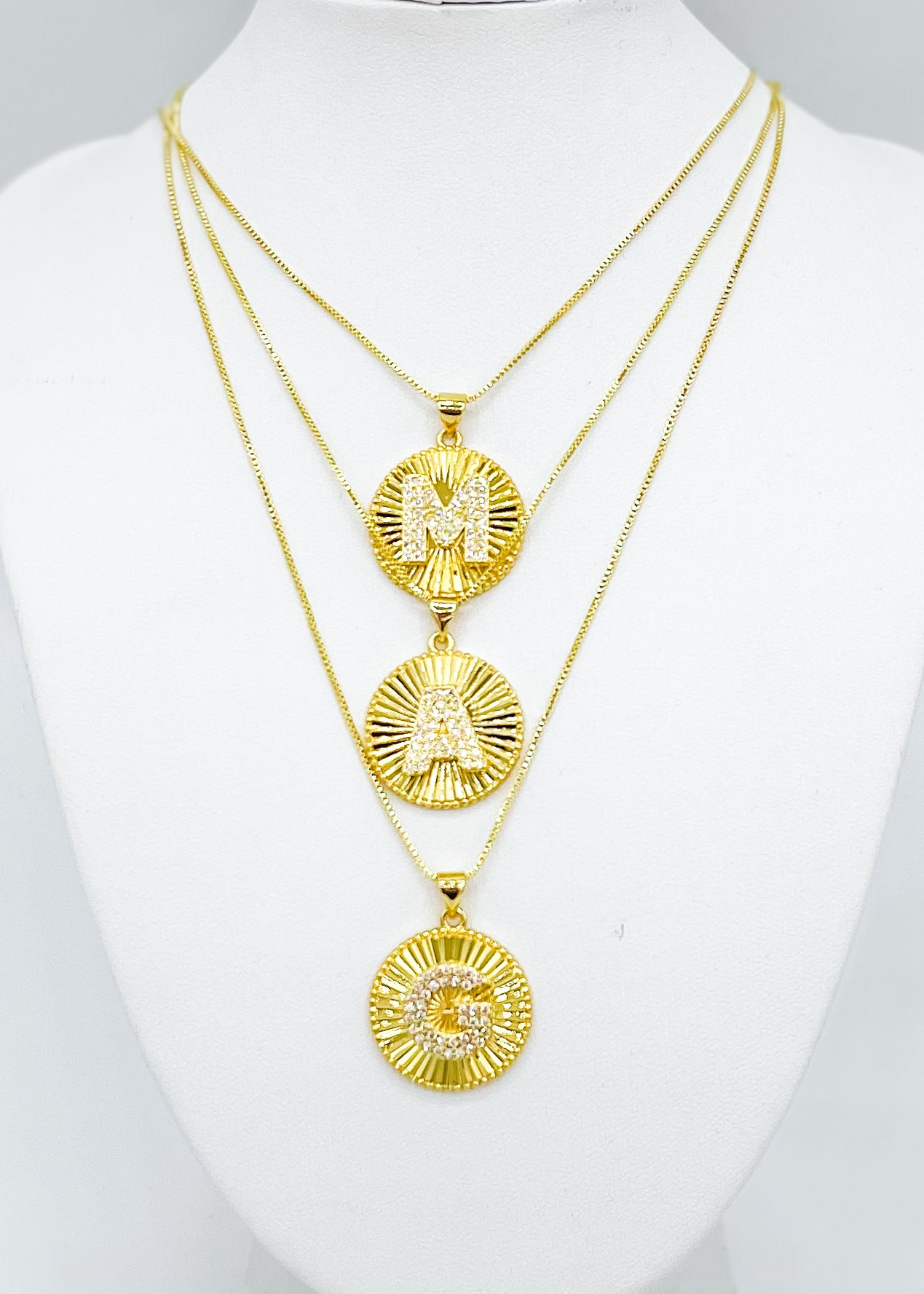 Gold Medallion Letter Necklace