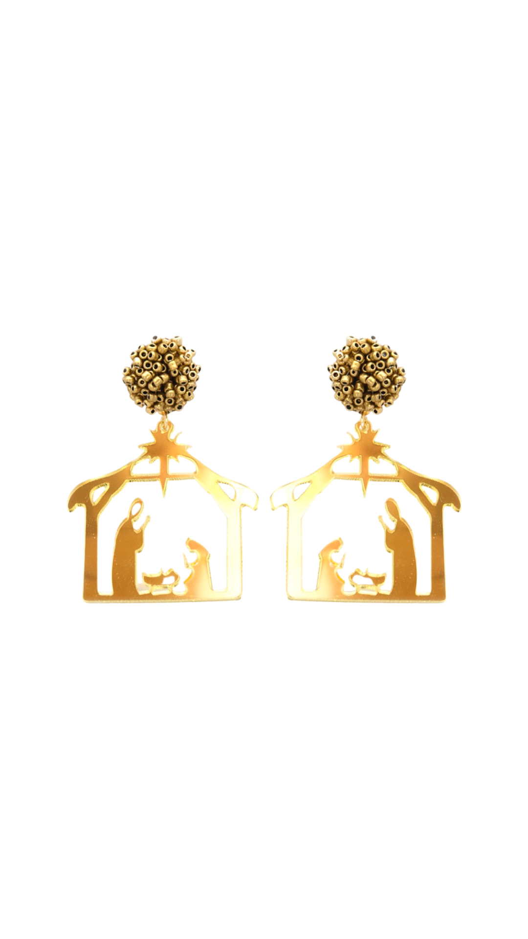Gold Nativity Beaded Earrings