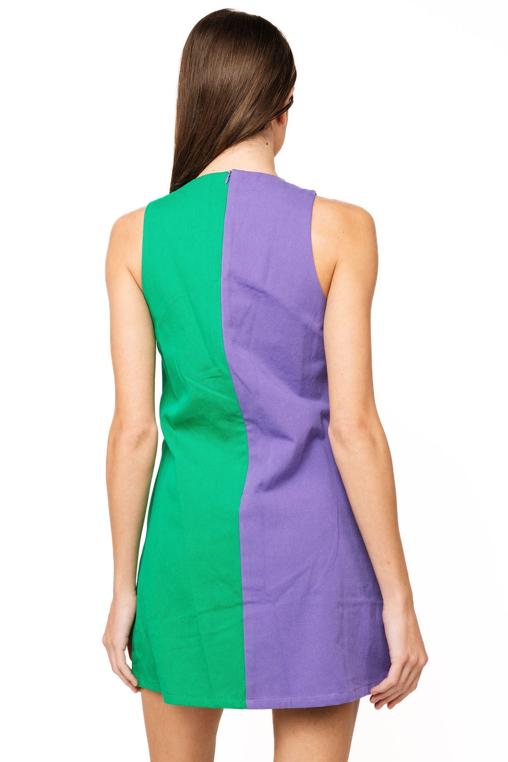 Green & Purple Colorblock Golf Clubs Tank Dress