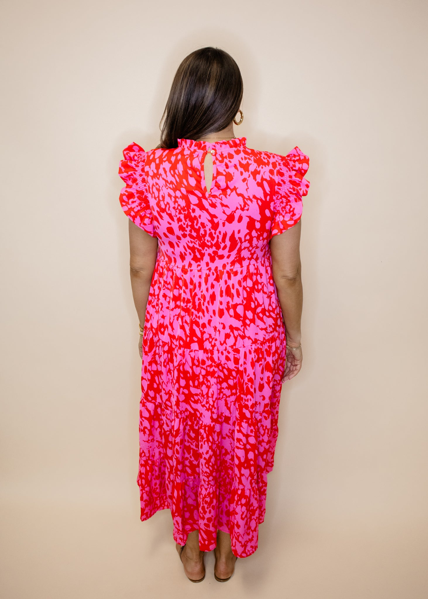 Pink Monochromatic Print Maxi Dress