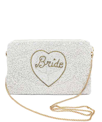 Heart BRIDE Beaded Bag
