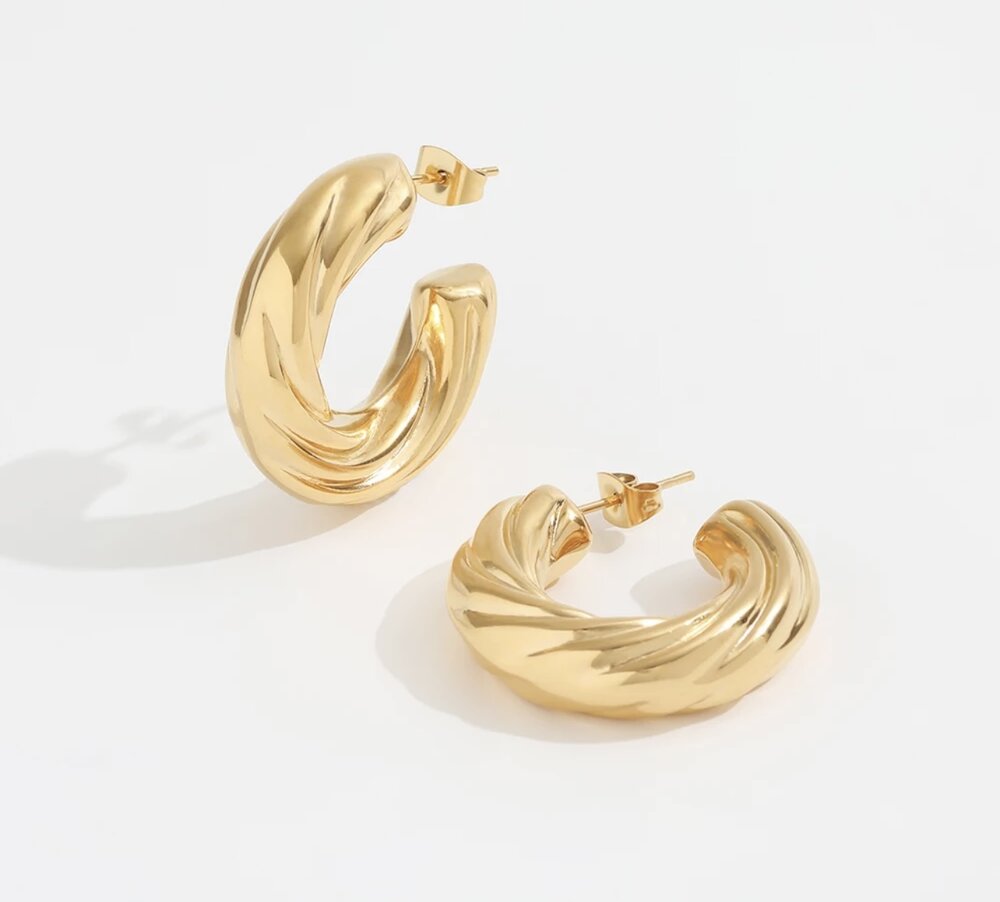 The Gold Thick Twist Hoops