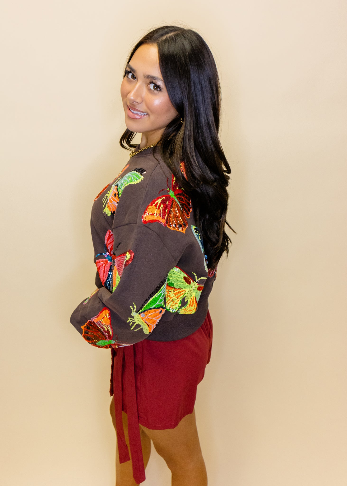 Brown & Neon Butterfly Sweatshirt