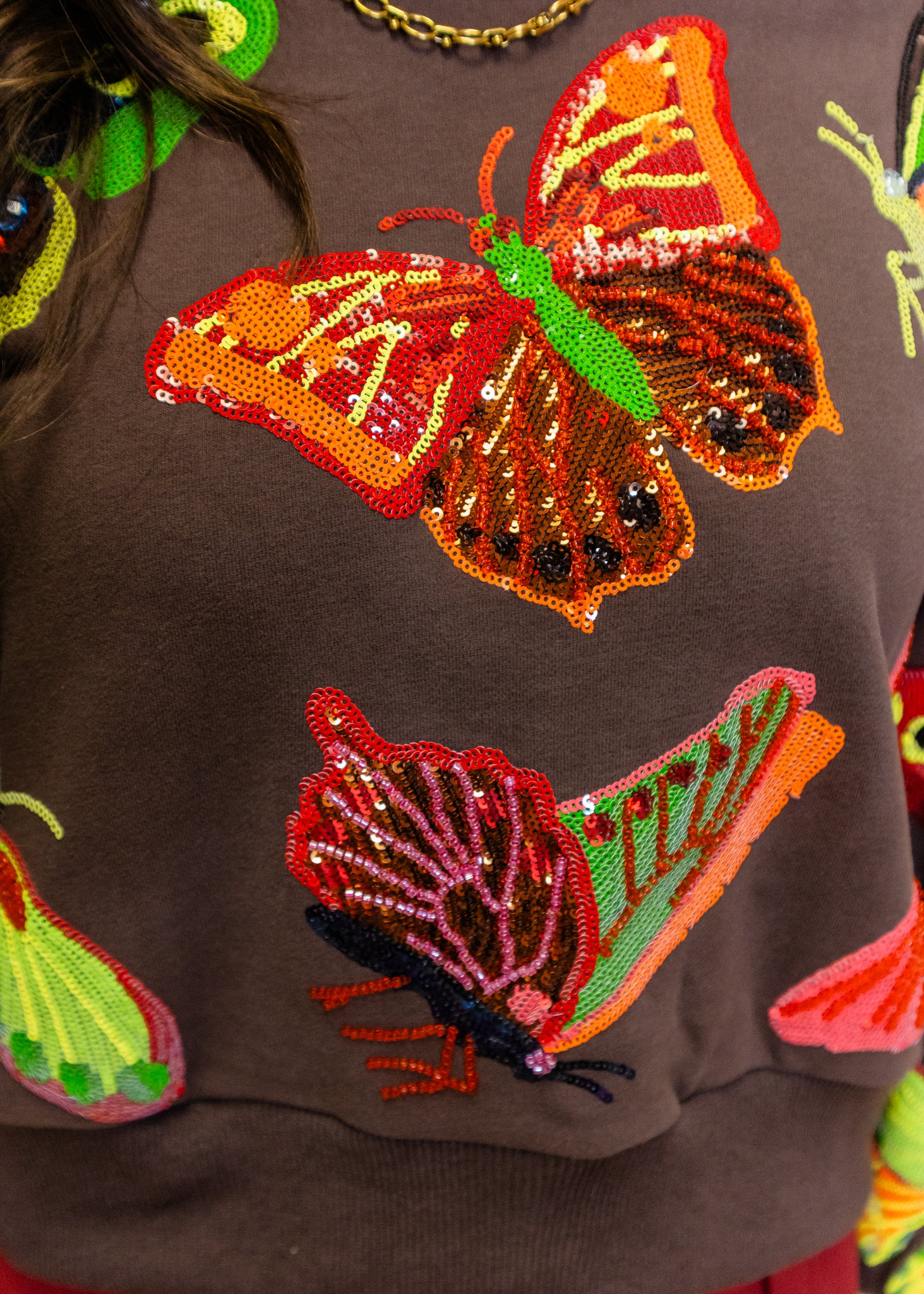 Brown & Neon Butterfly Sweatshirt