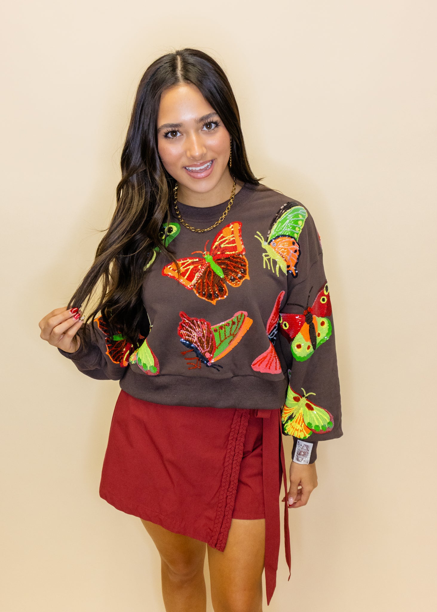 Brown & Neon Butterfly Sweatshirt