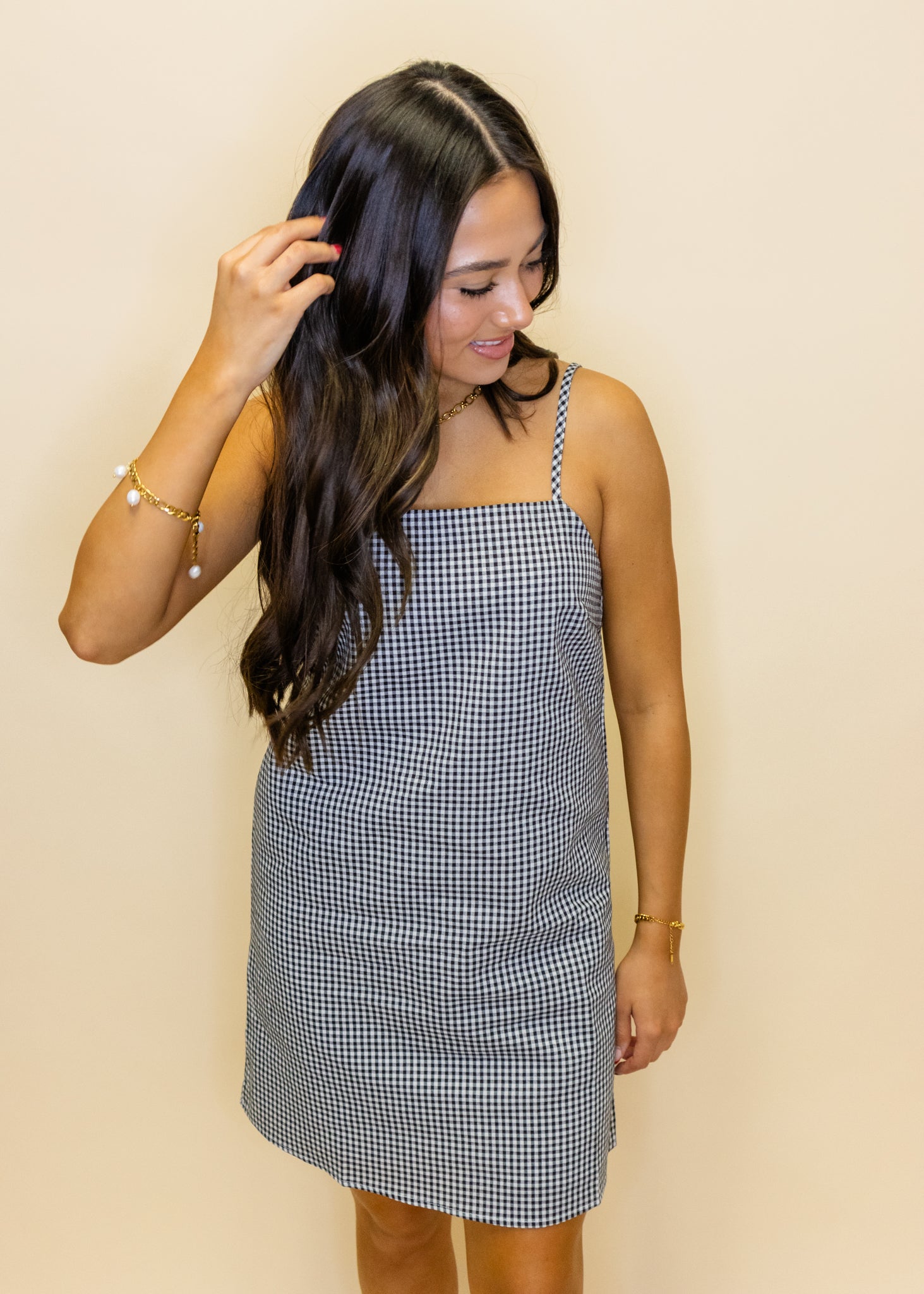 Black Gingham Mini Dress