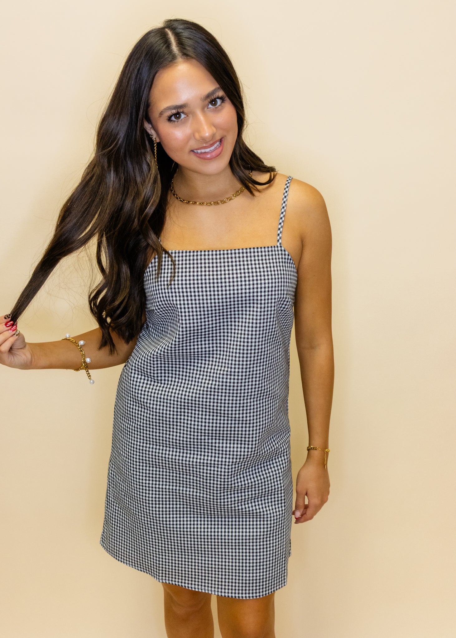 Black Gingham Mini Dress