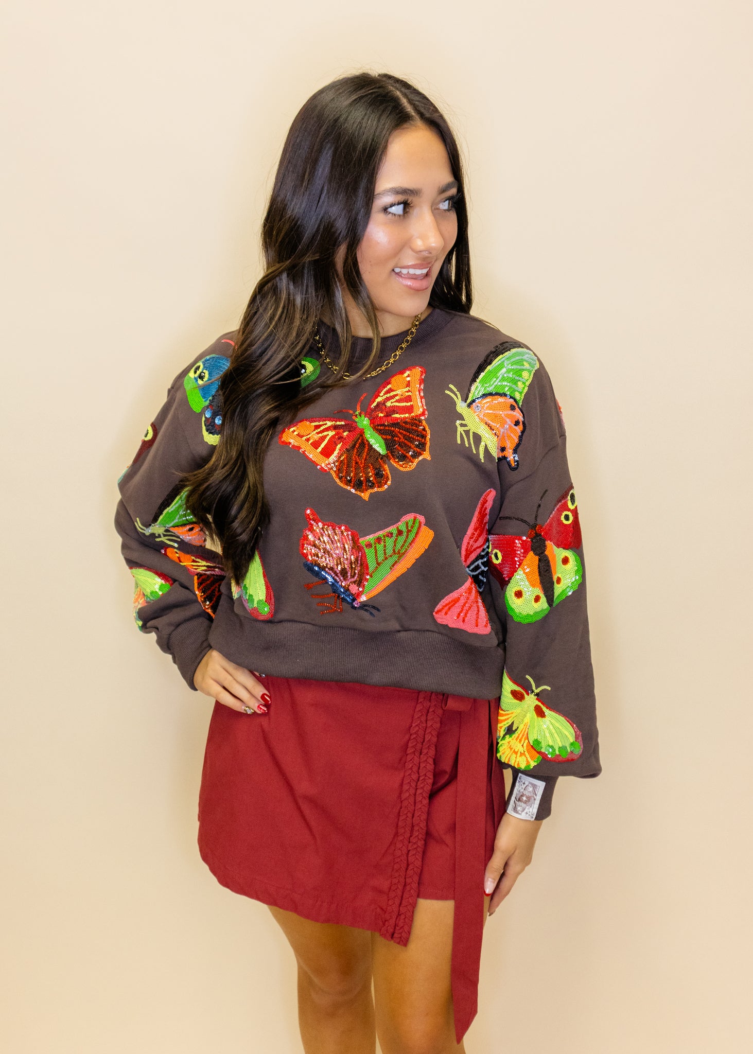 Brown & Neon Butterfly Sweatshirt