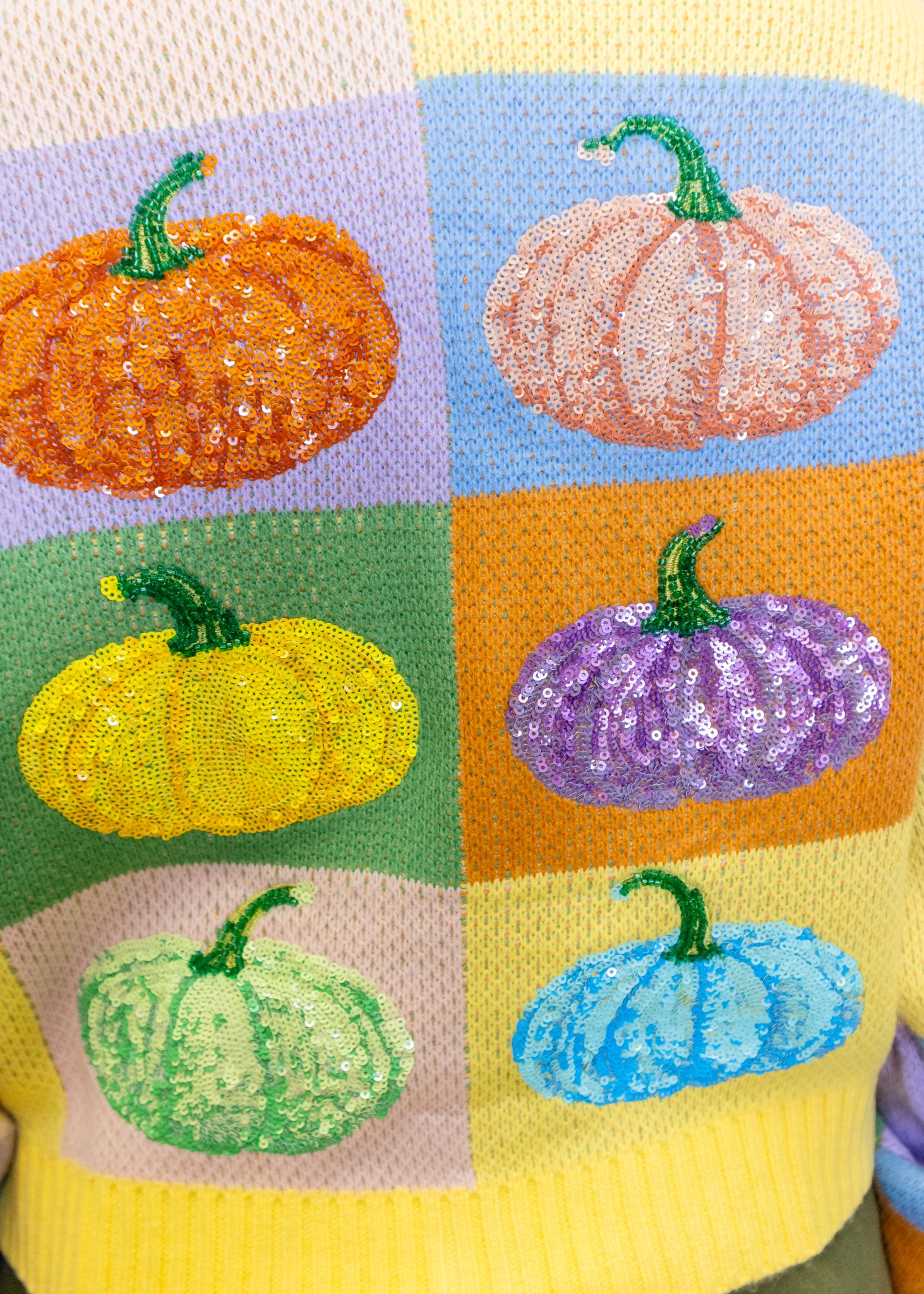 Pastel Color Block Pumpkin Button Up Cardigan