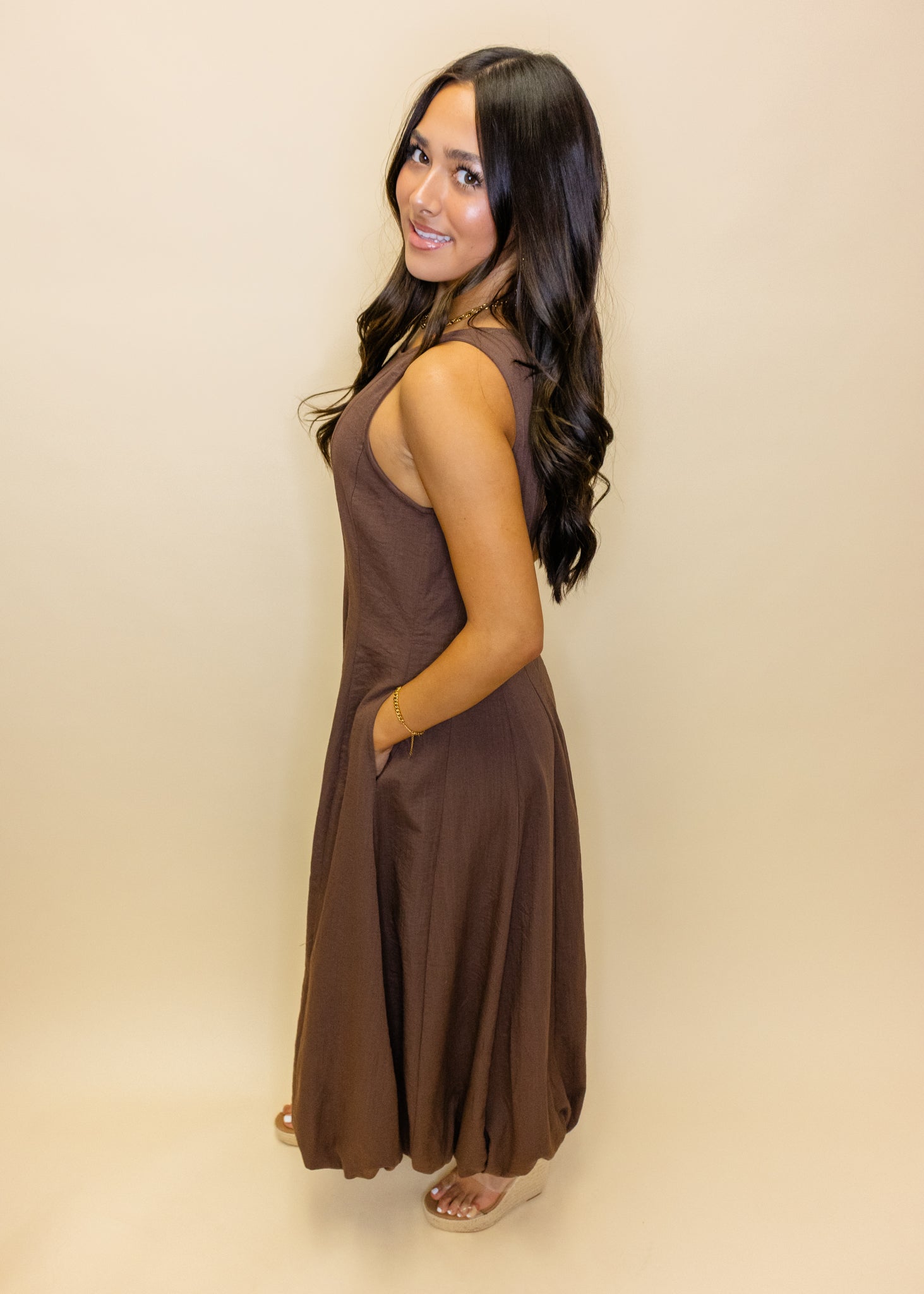 Espresso Sleeveless Midi Dress