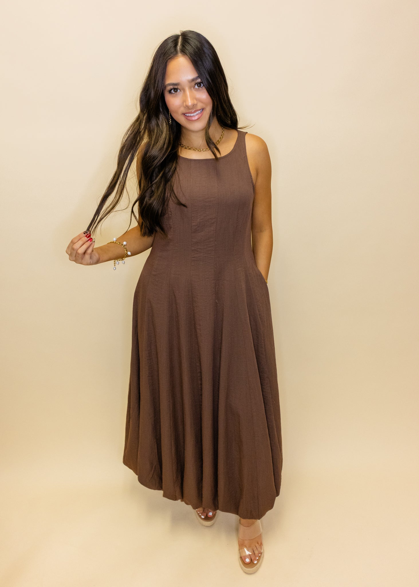 Espresso Sleeveless Midi Dress