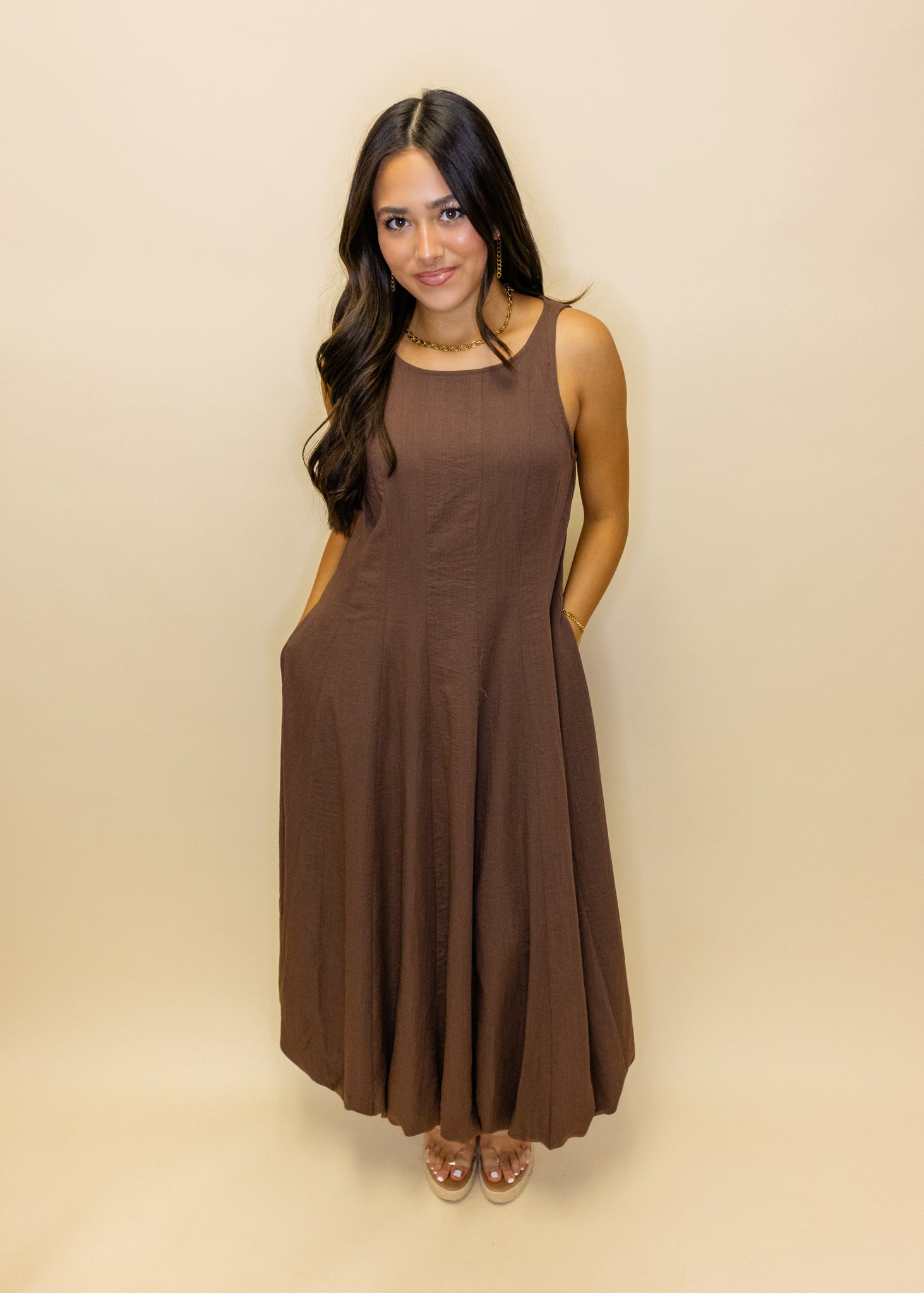 Espresso Sleeveless Midi Dress