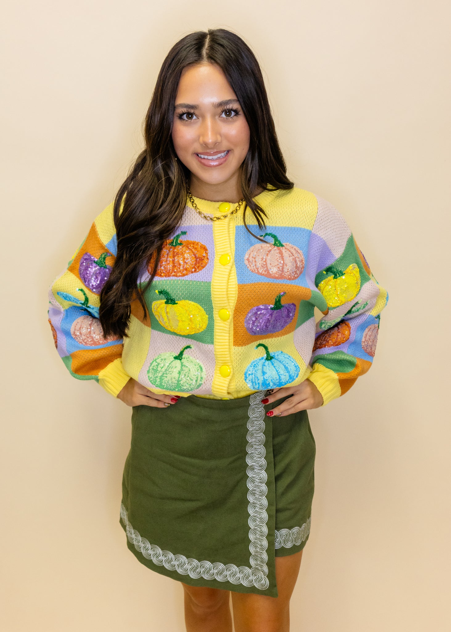 Olive Swirl Trim Skort