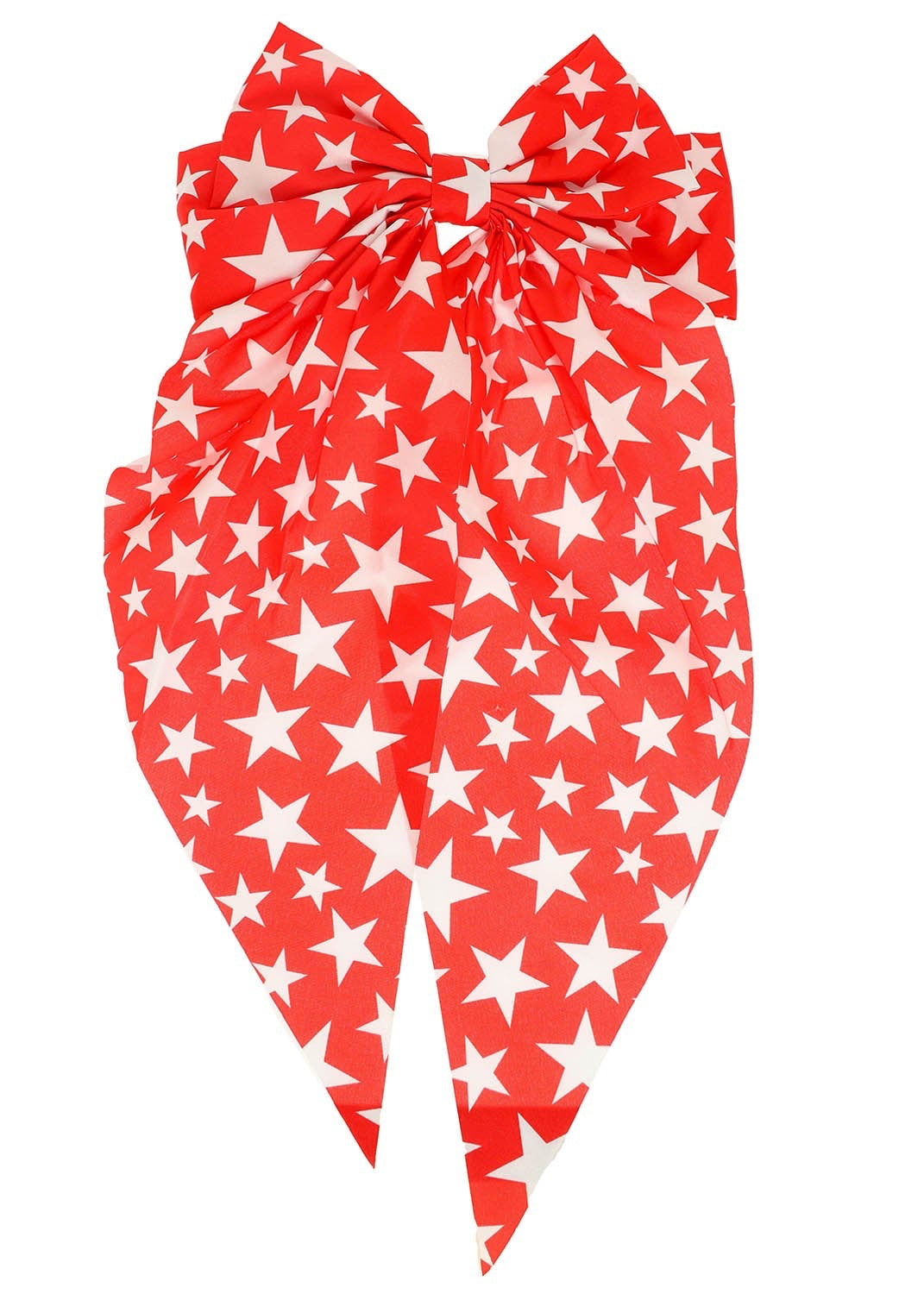 Red & White Stars Bow Barrette