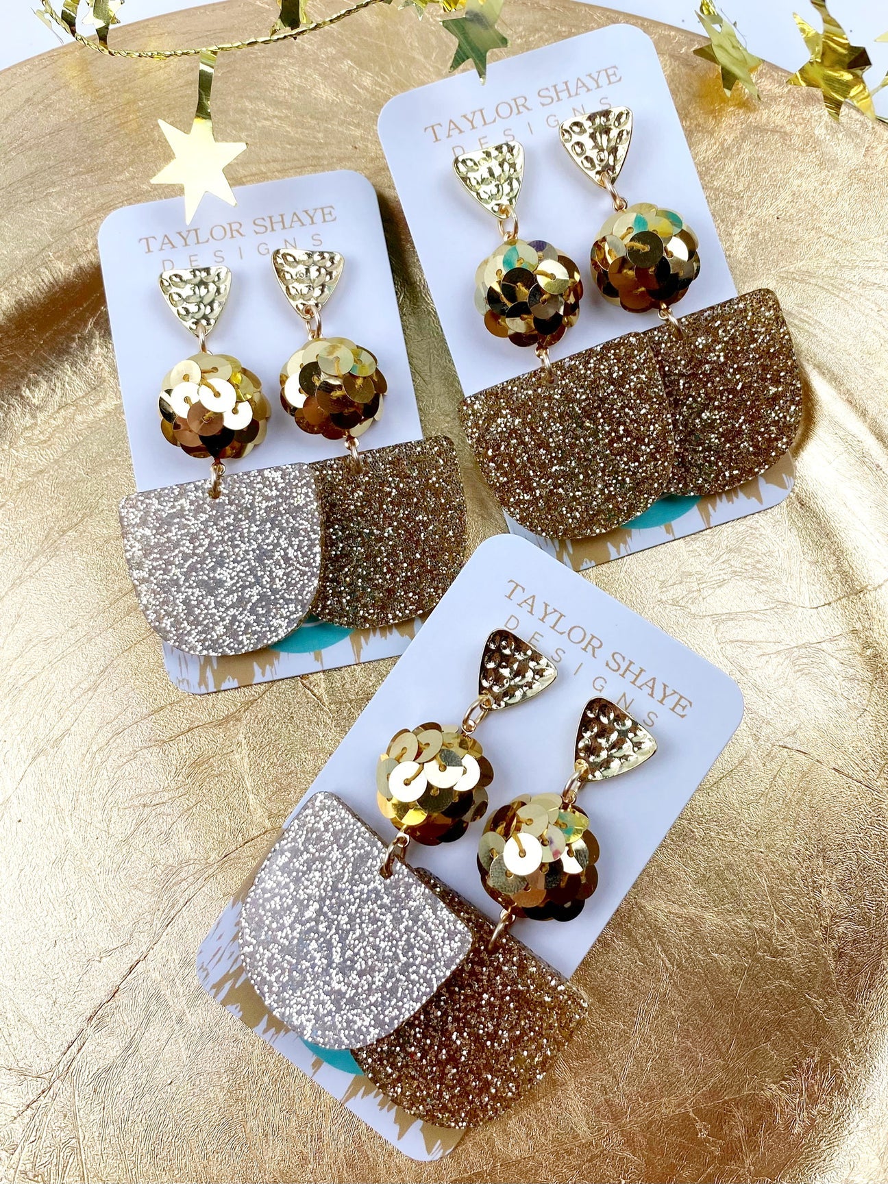 Gold Mary Kate Glitter Earrings