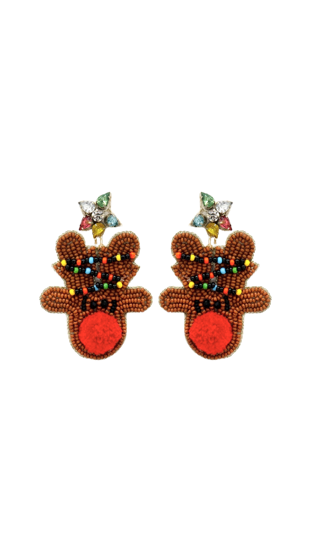 Rudolph Beaded Rhinestone Earrings