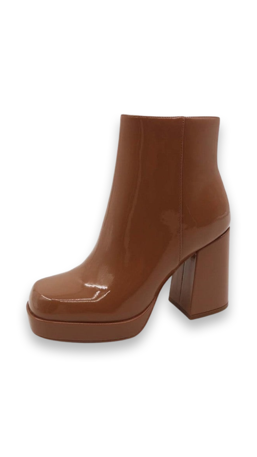 Camel Patent Leather Booties