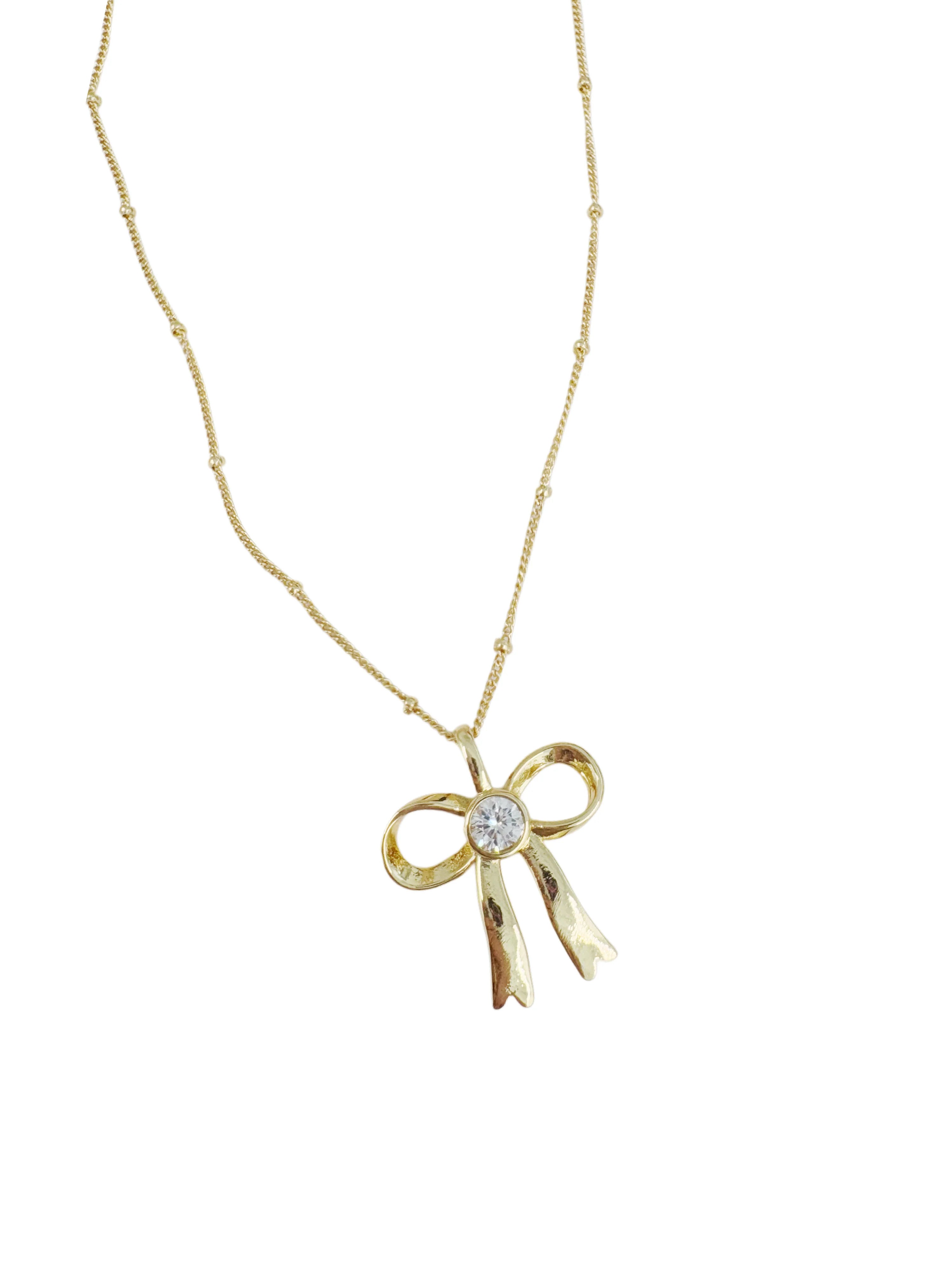 Diamond Bow Necklace