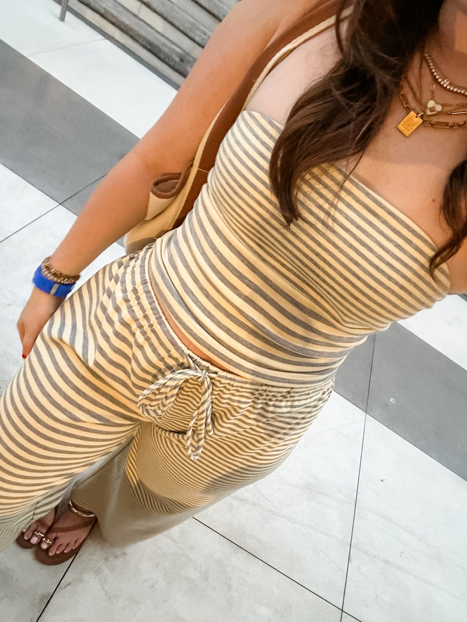 Yellow & Grey Stripe Top