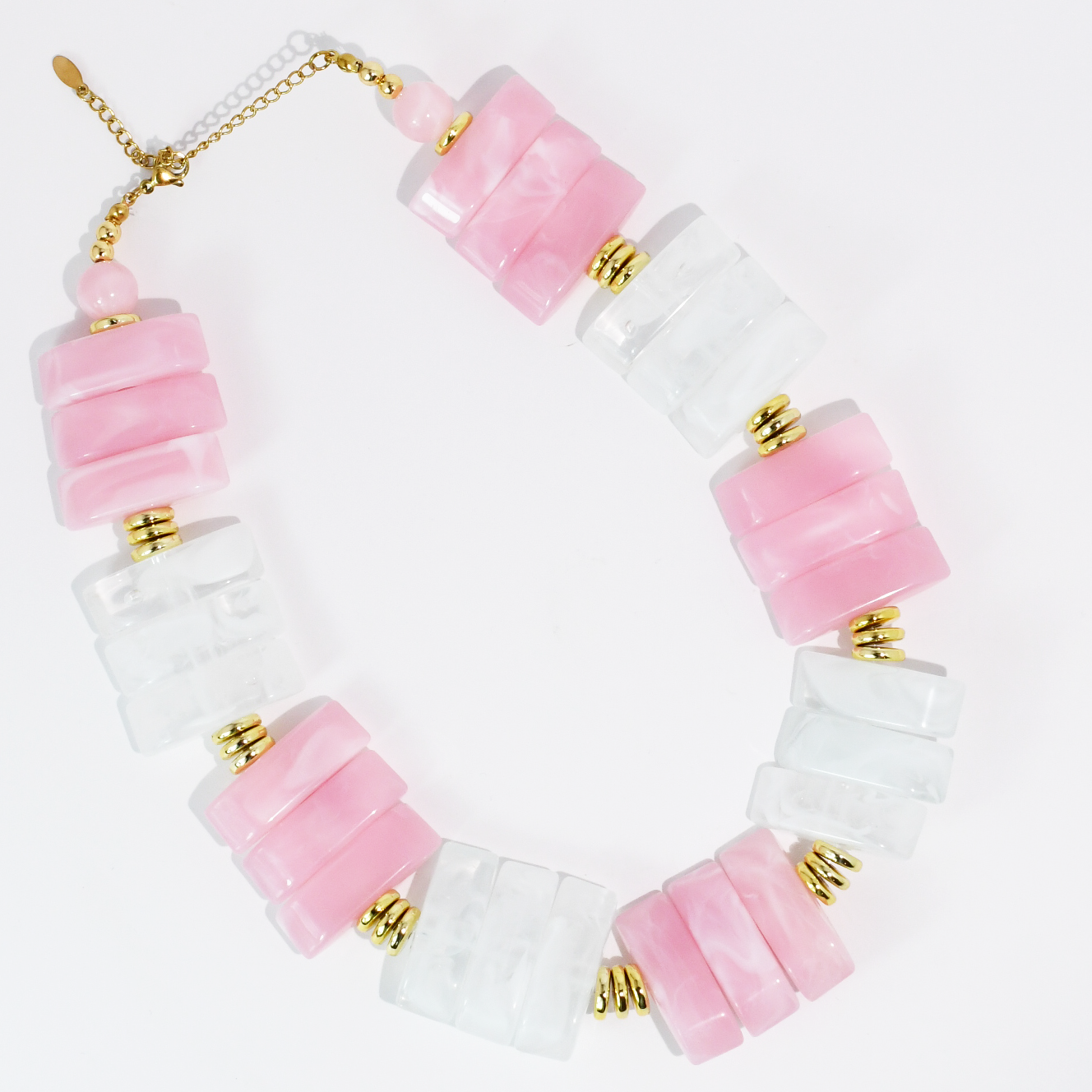 Glow Stone Pink/ Clear Necklace