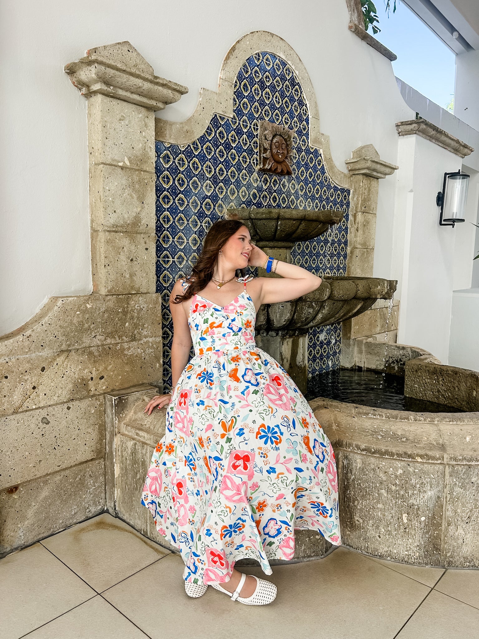Multi Abstract Floral Midi Dress