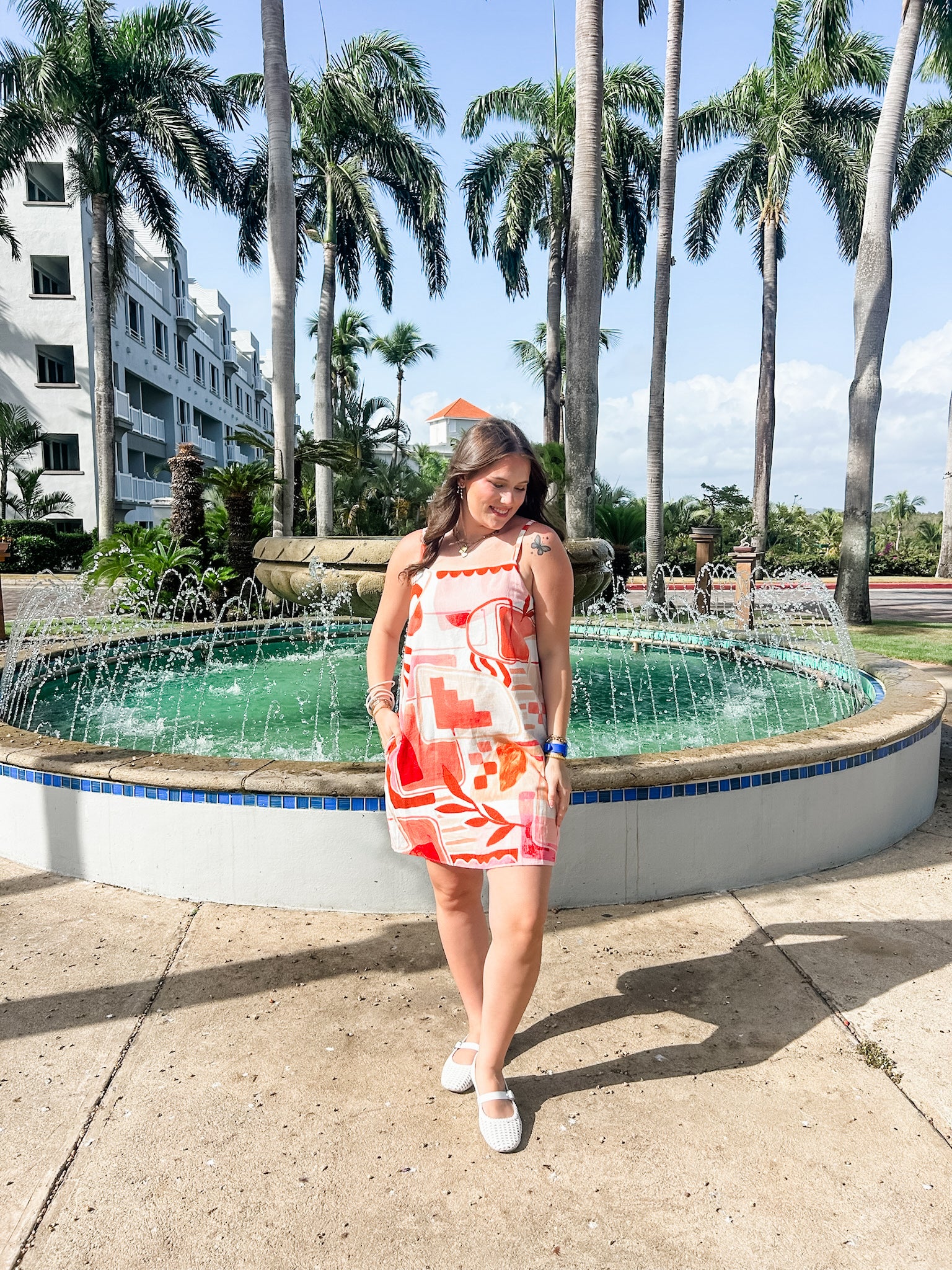 Red Tropical Abstract Mini Dress