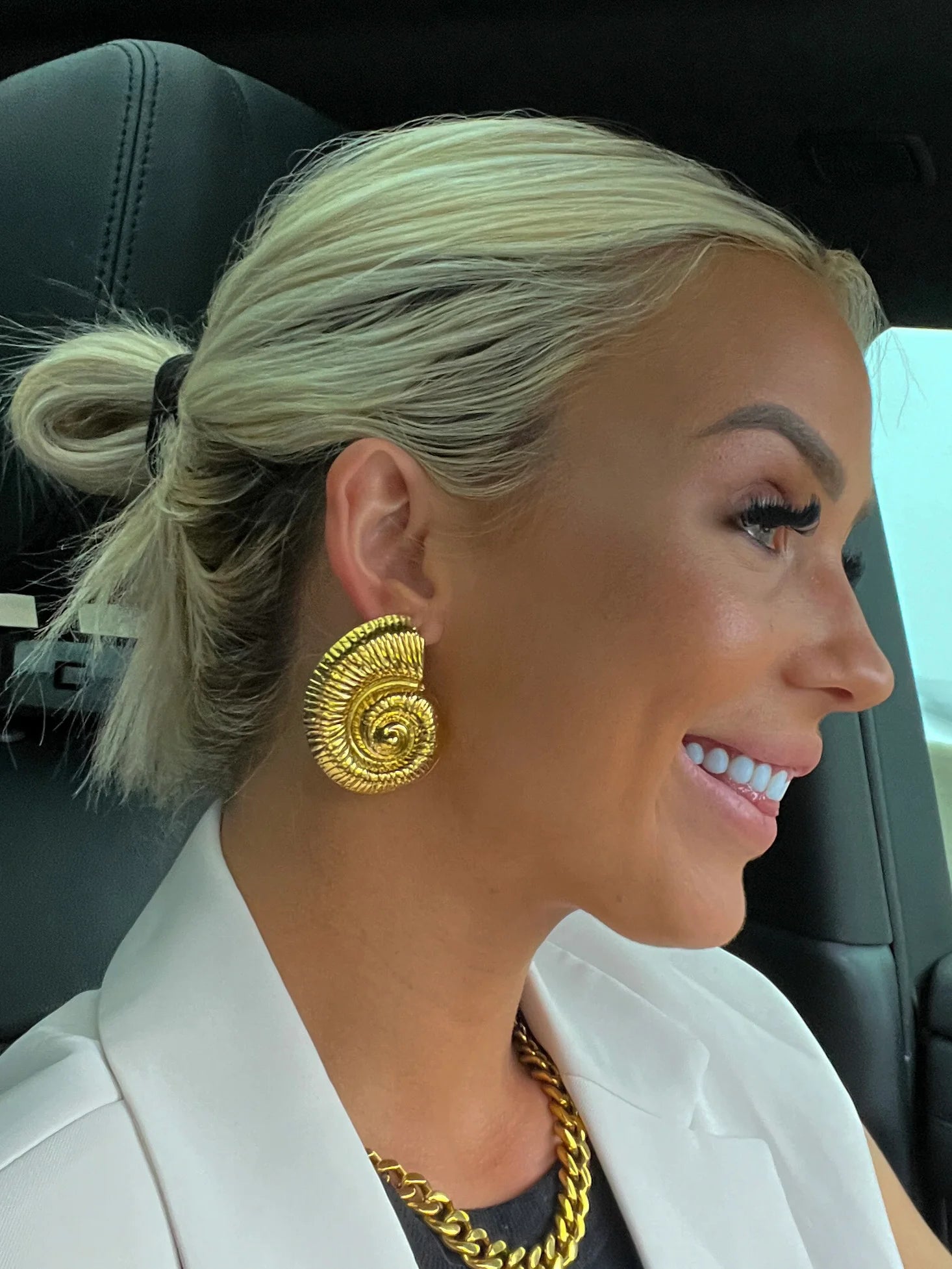 Large Seashell Gold Earrings