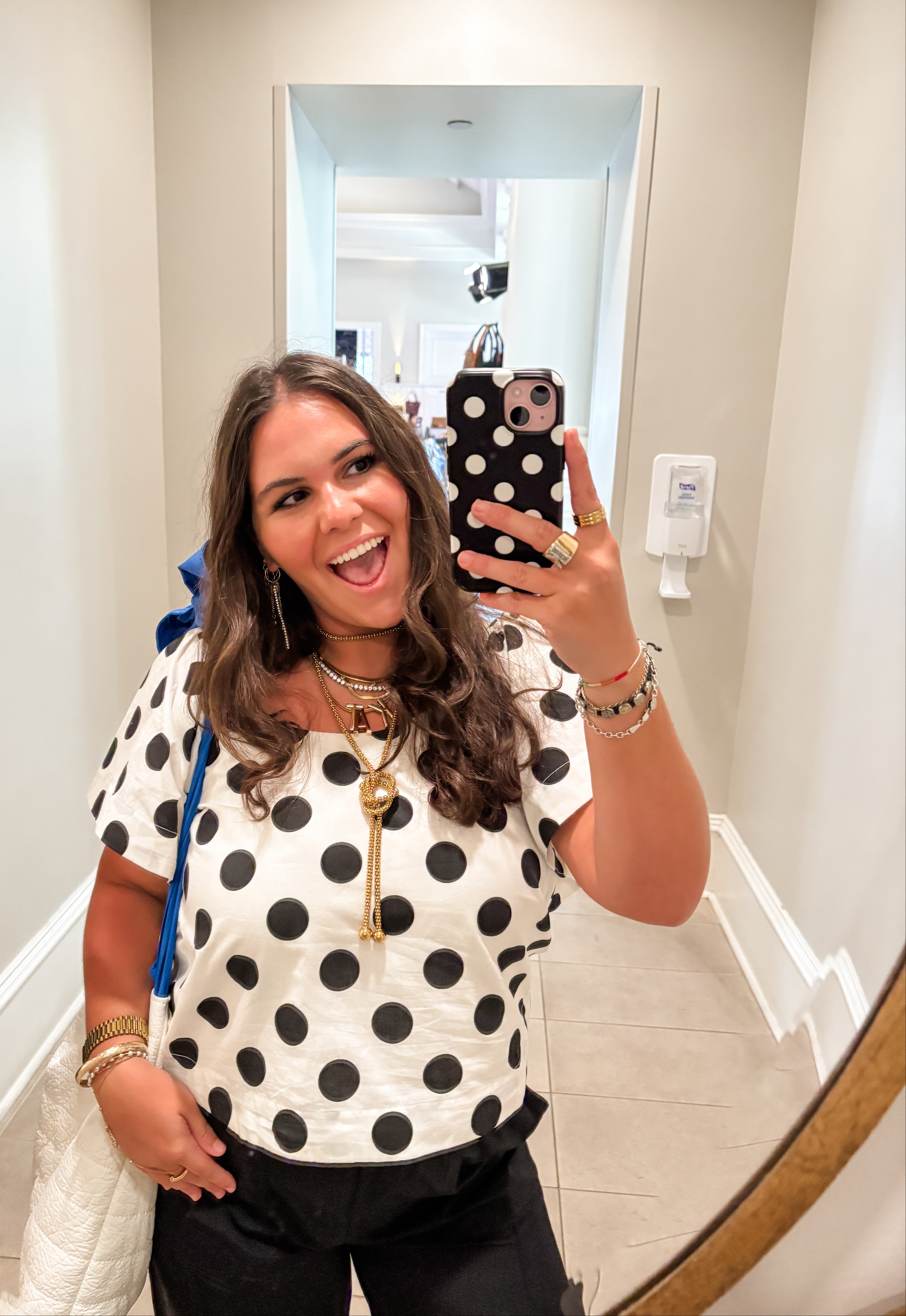 White Polka Dot Flutter Sleeve Top