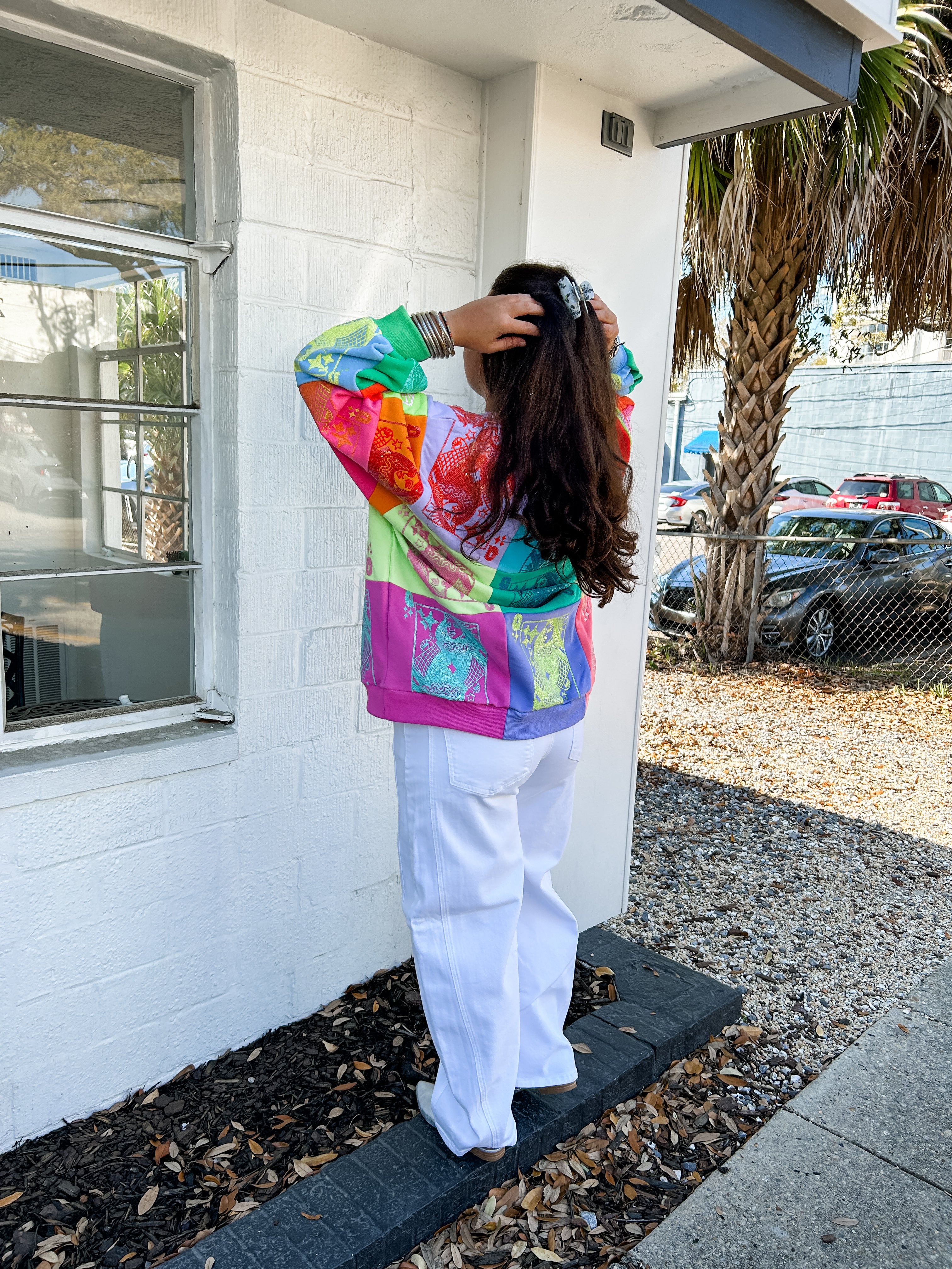Multi Colorblock QOS Card Logo Sweatshirt