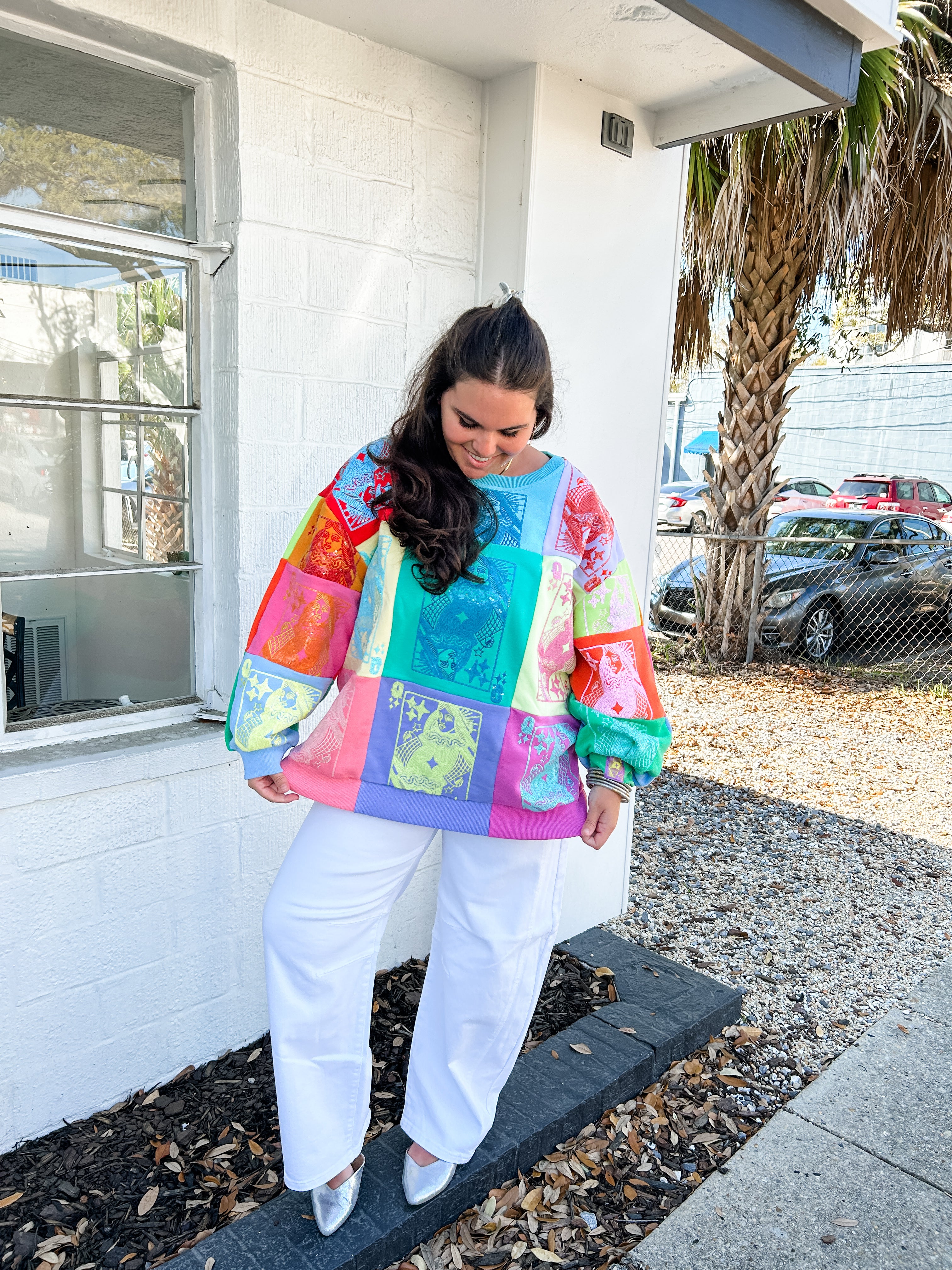 Multi Colorblock QOS Card Logo Sweatshirt