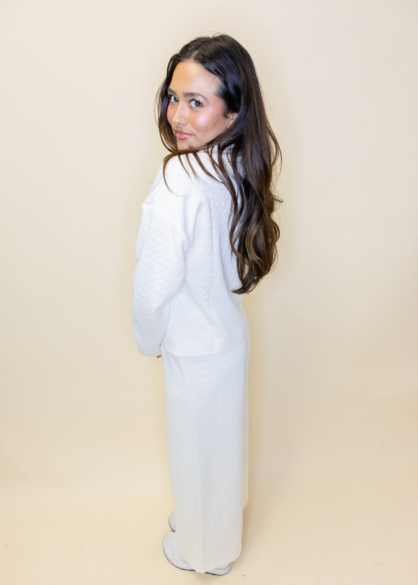 Ivory Textured Pocket Pants