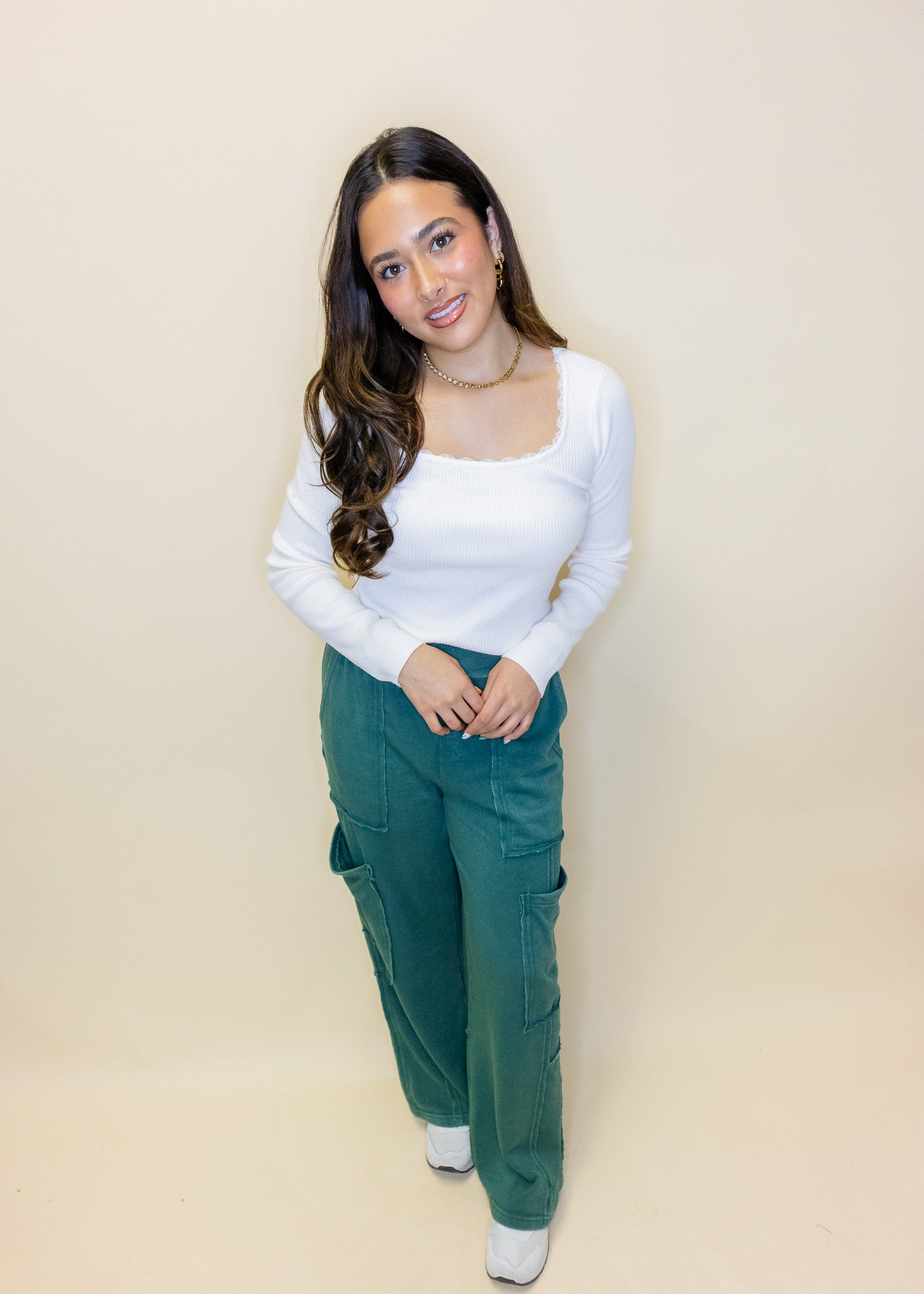 Green Mineral Washed Cargo Pants