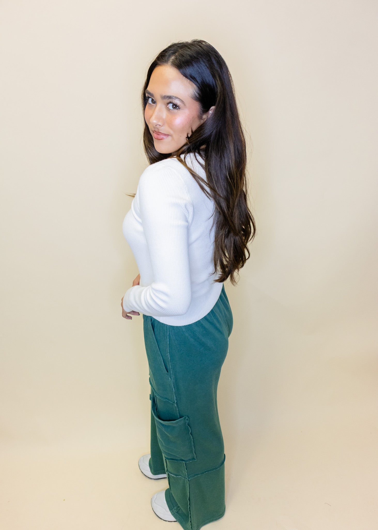 Green Mineral Washed Cargo Pants