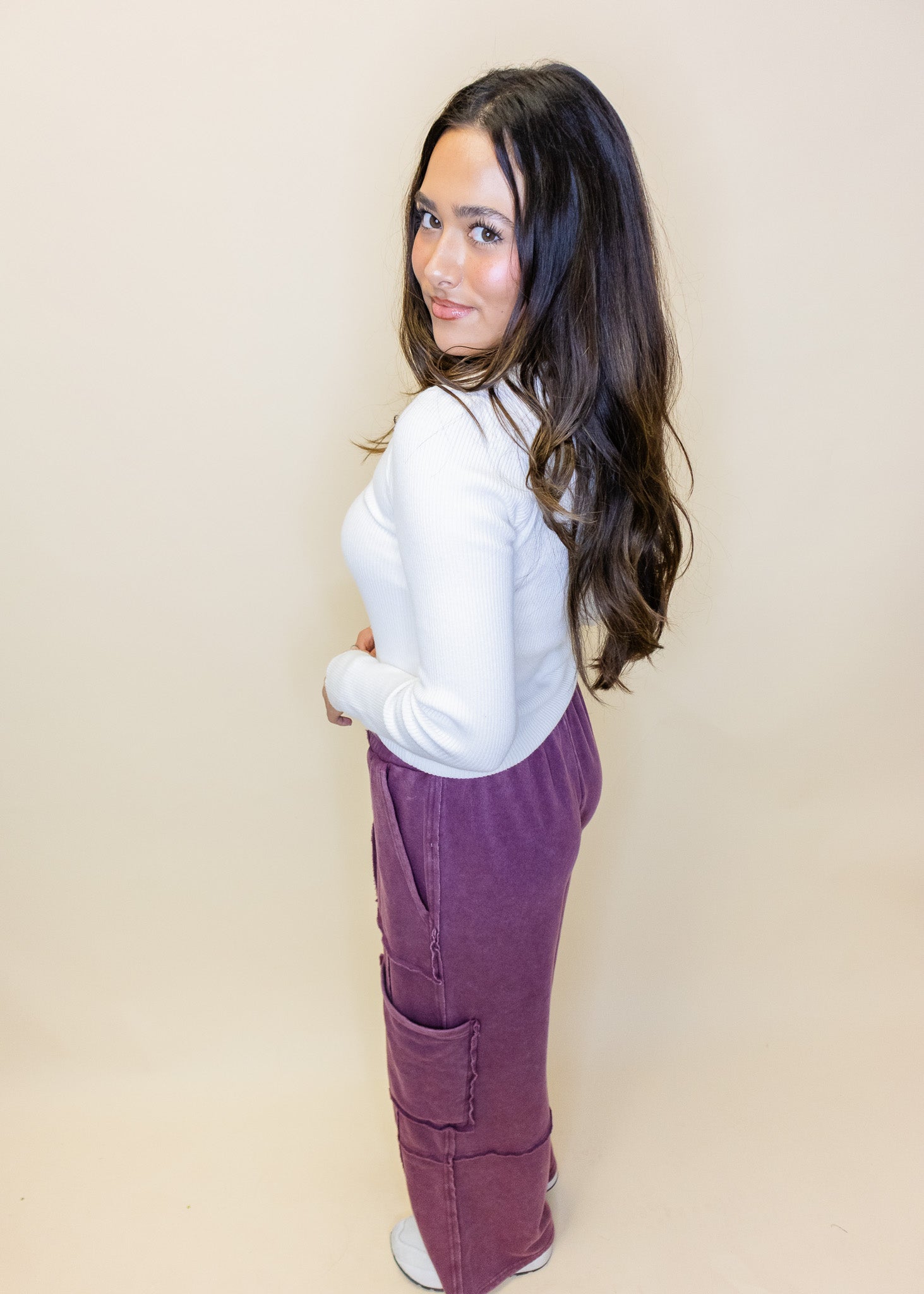 Maroon Mineral Washed Cargo Pants