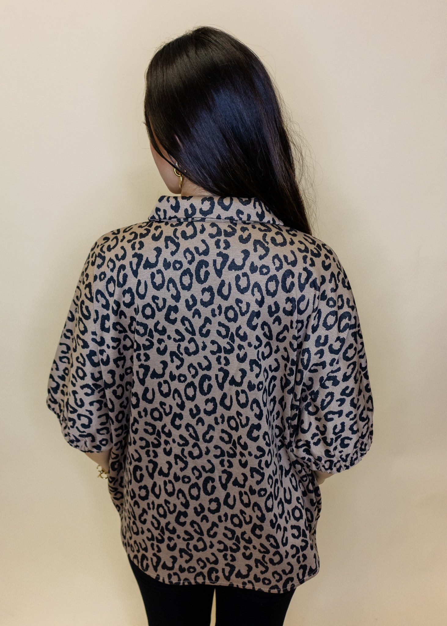 Toffee Leopard Drop Shoulder Top