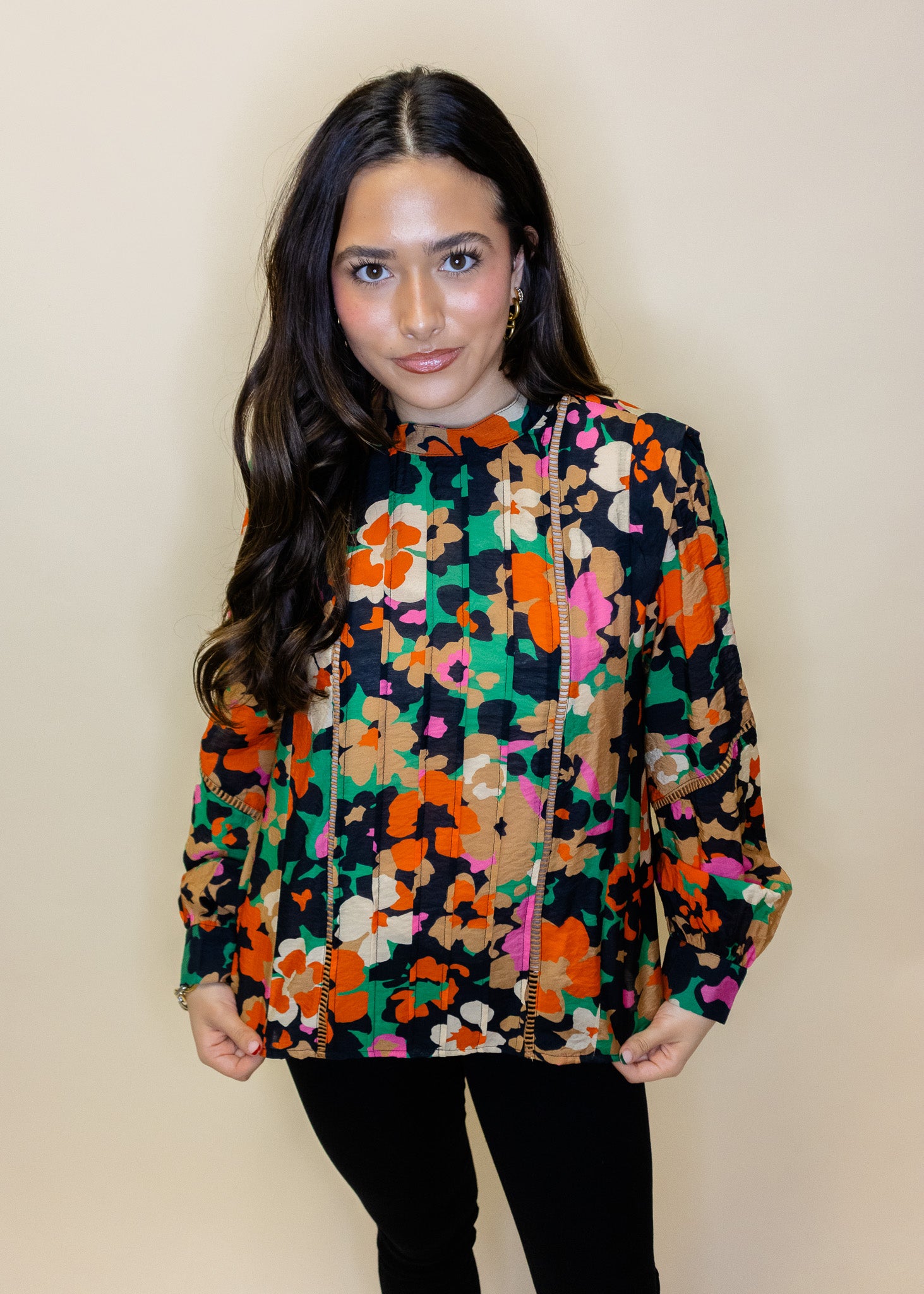 Navy Multi Lace Detail Top