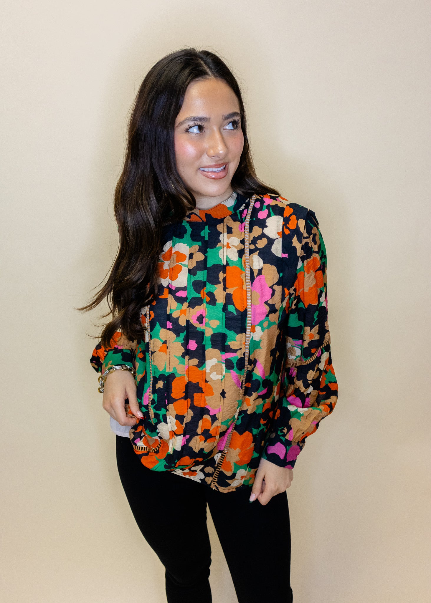 Navy Multi Lace Detail Top