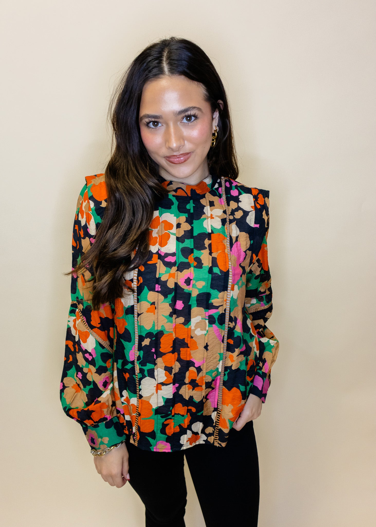 Navy Multi Lace Detail Top