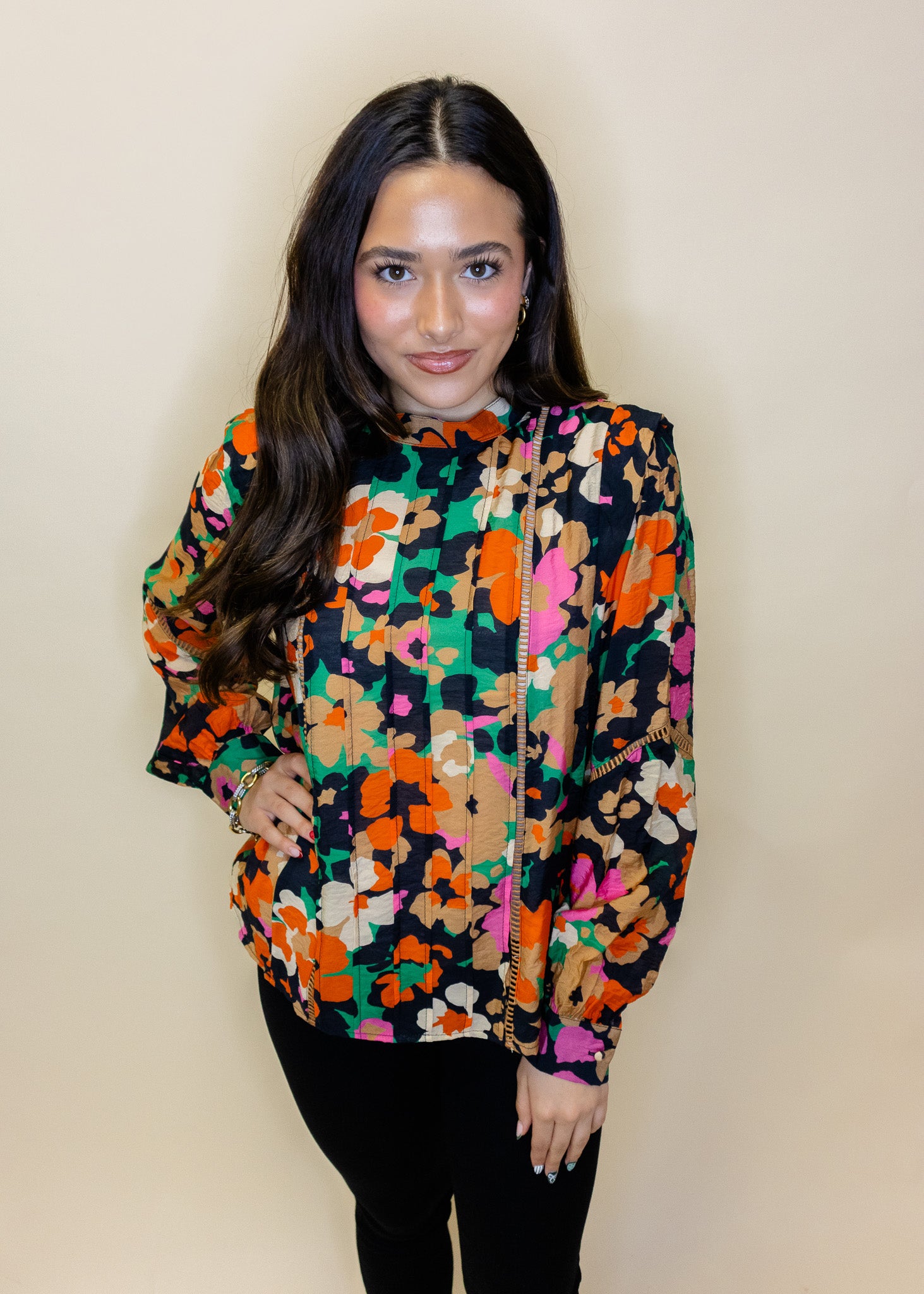 Navy Multi Lace Detail Top