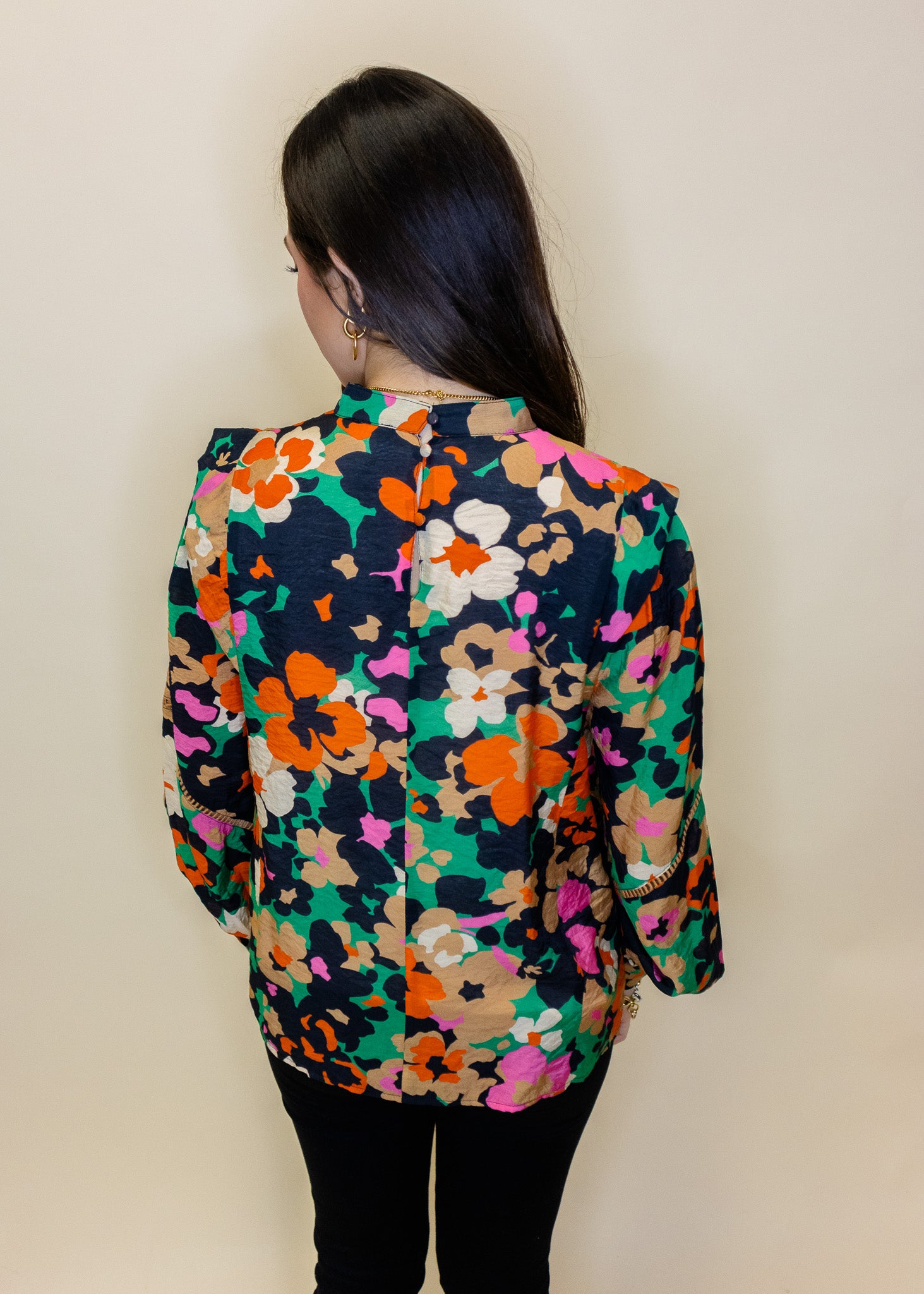 Navy Multi Lace Detail Top