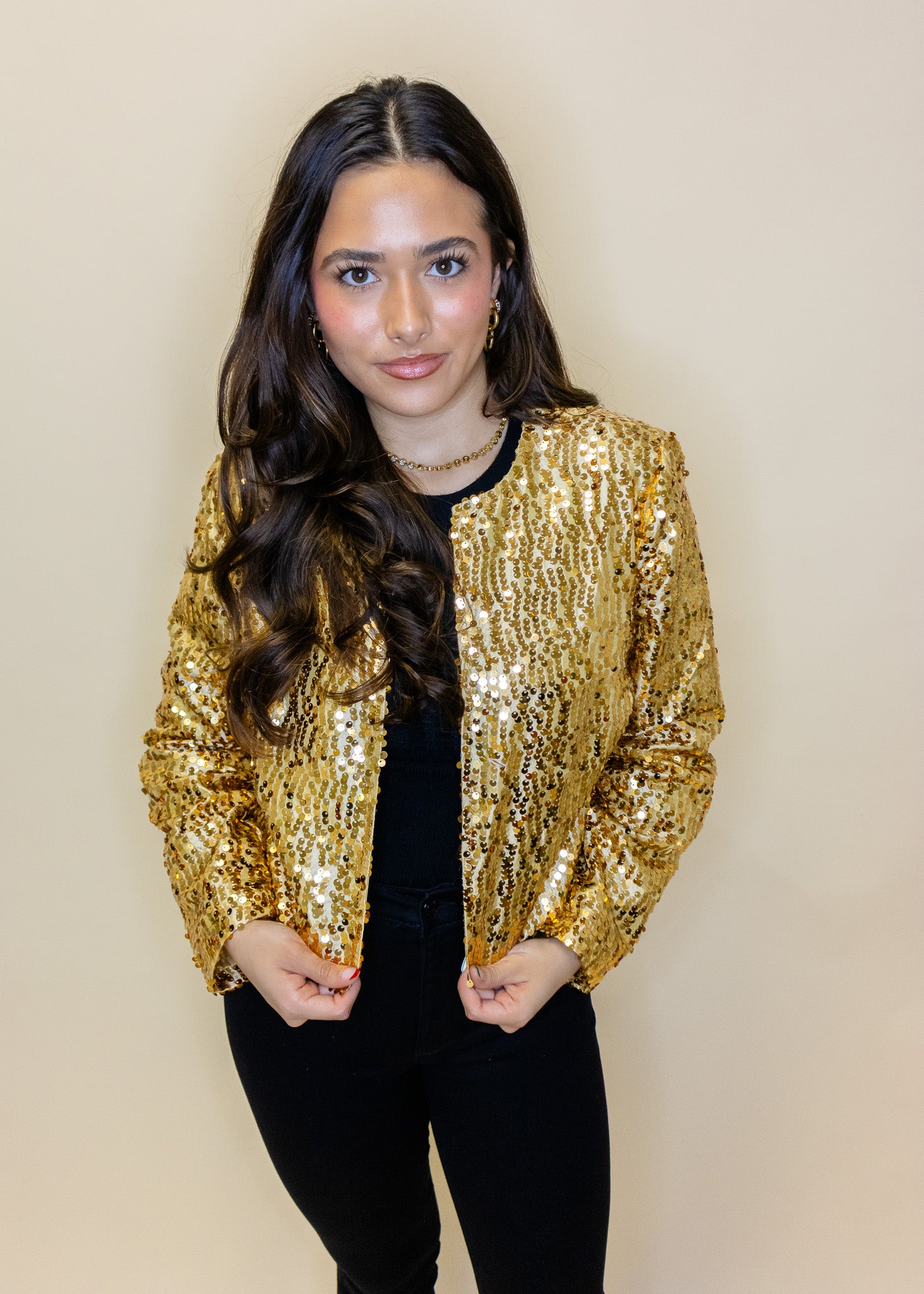 Gold Sequin Crop Jacket