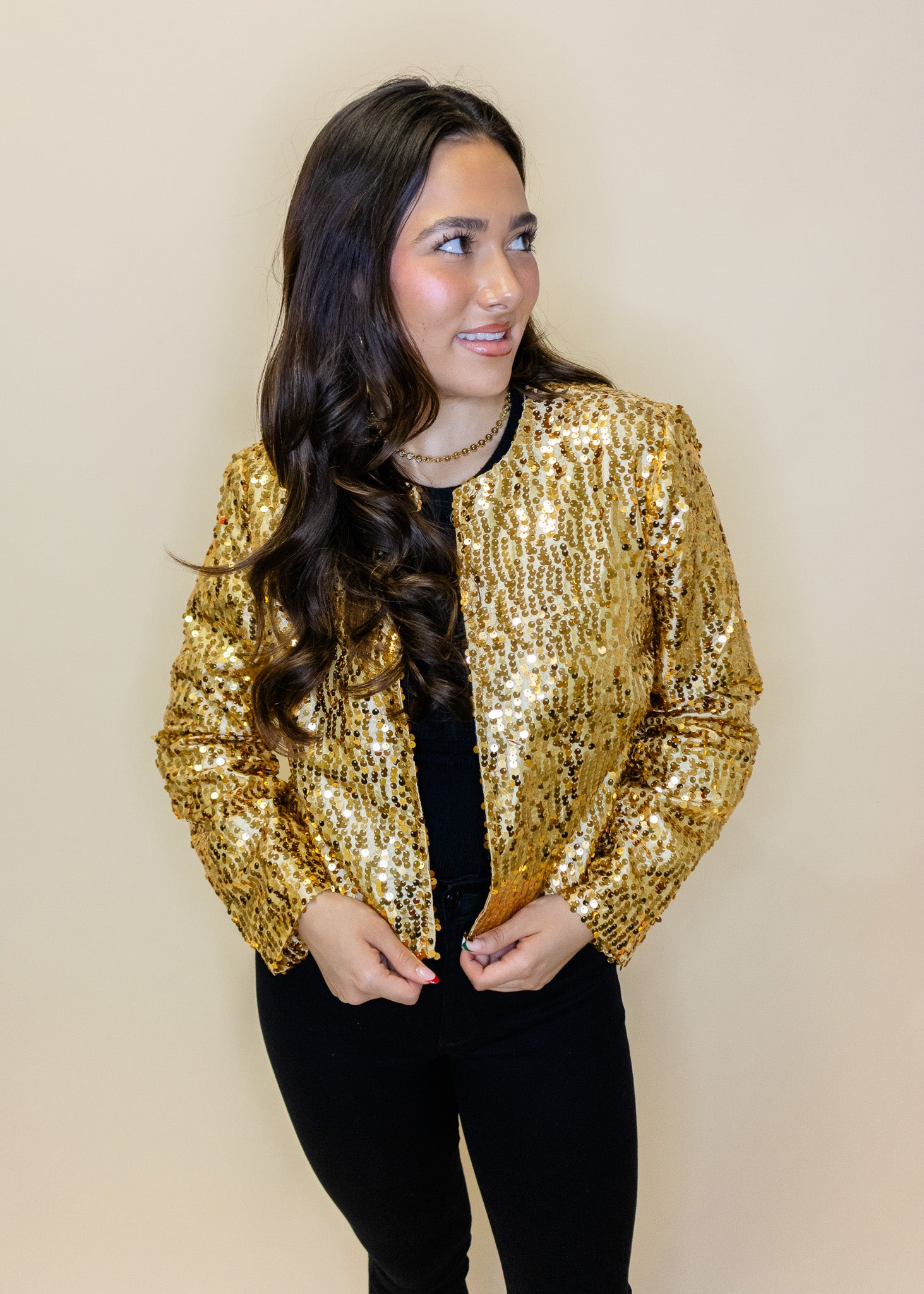 Gold Sequin Crop Jacket